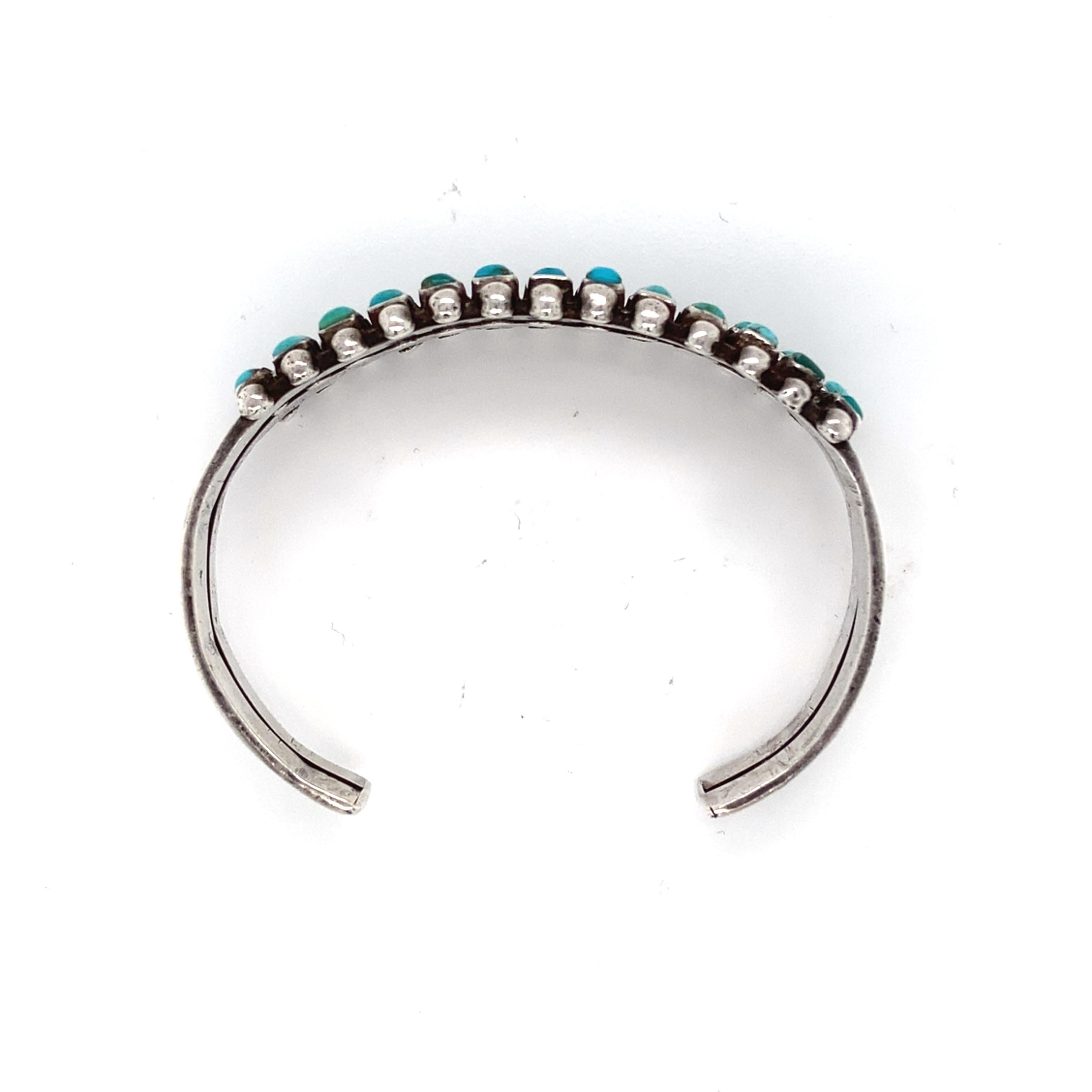 Vintage Early 1900s Zuni Turquoise Two Row Cuff Bracelet 1