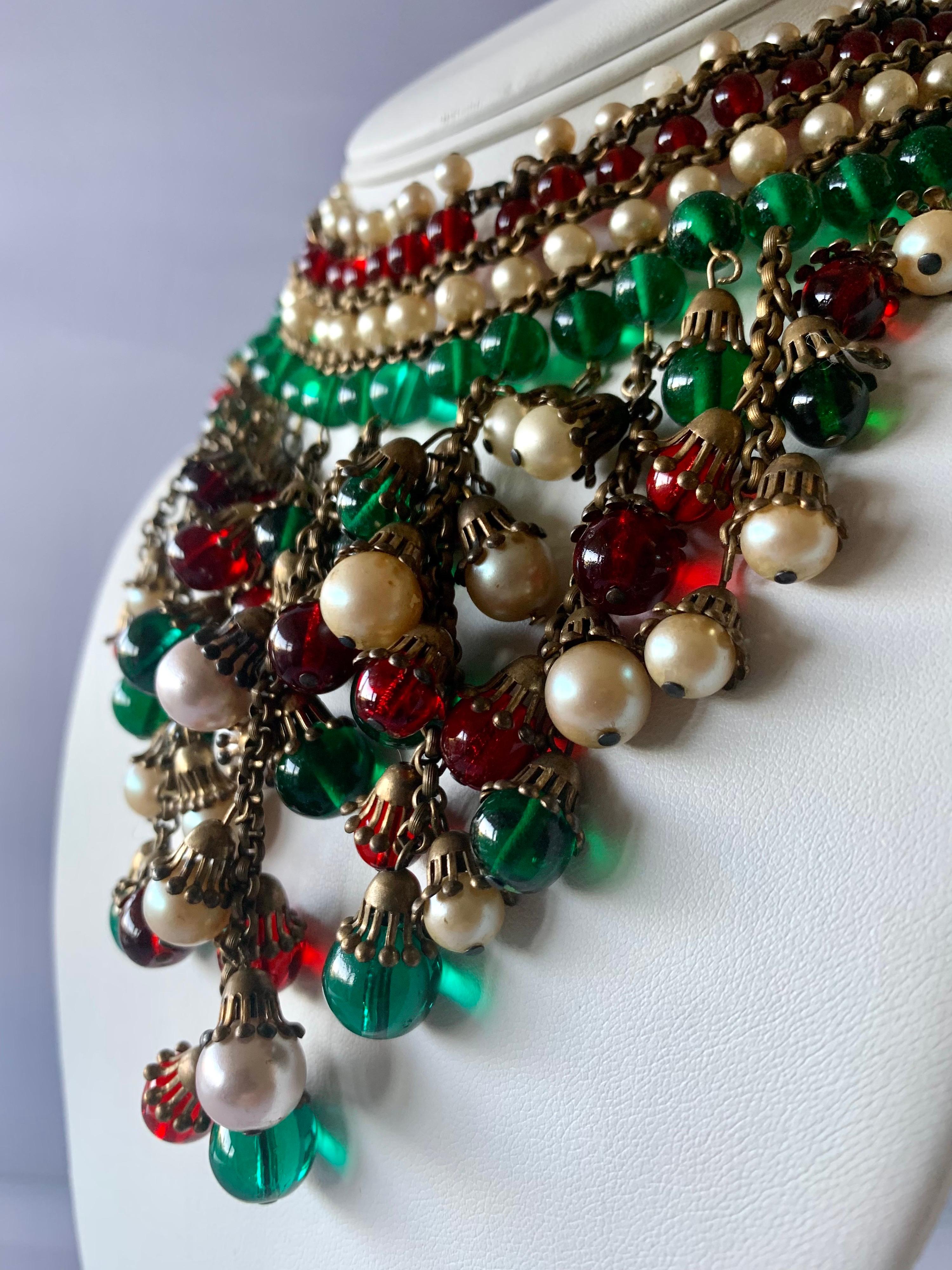 Frühe Coco Chanel Vintage-Halskette aus Glas und Perlen  Damen