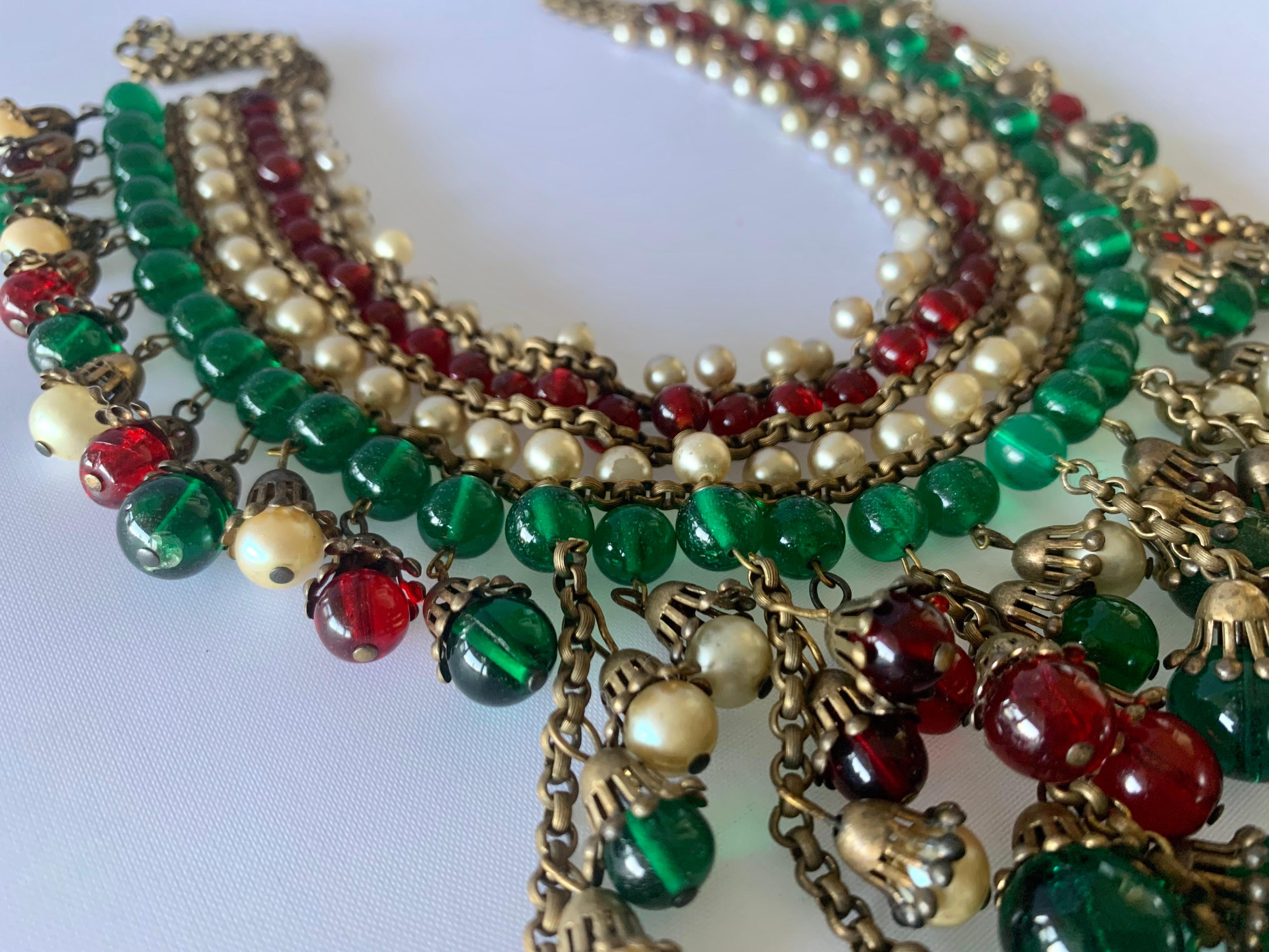 Frühe Coco Chanel Vintage-Halskette aus Glas und Perlen  1