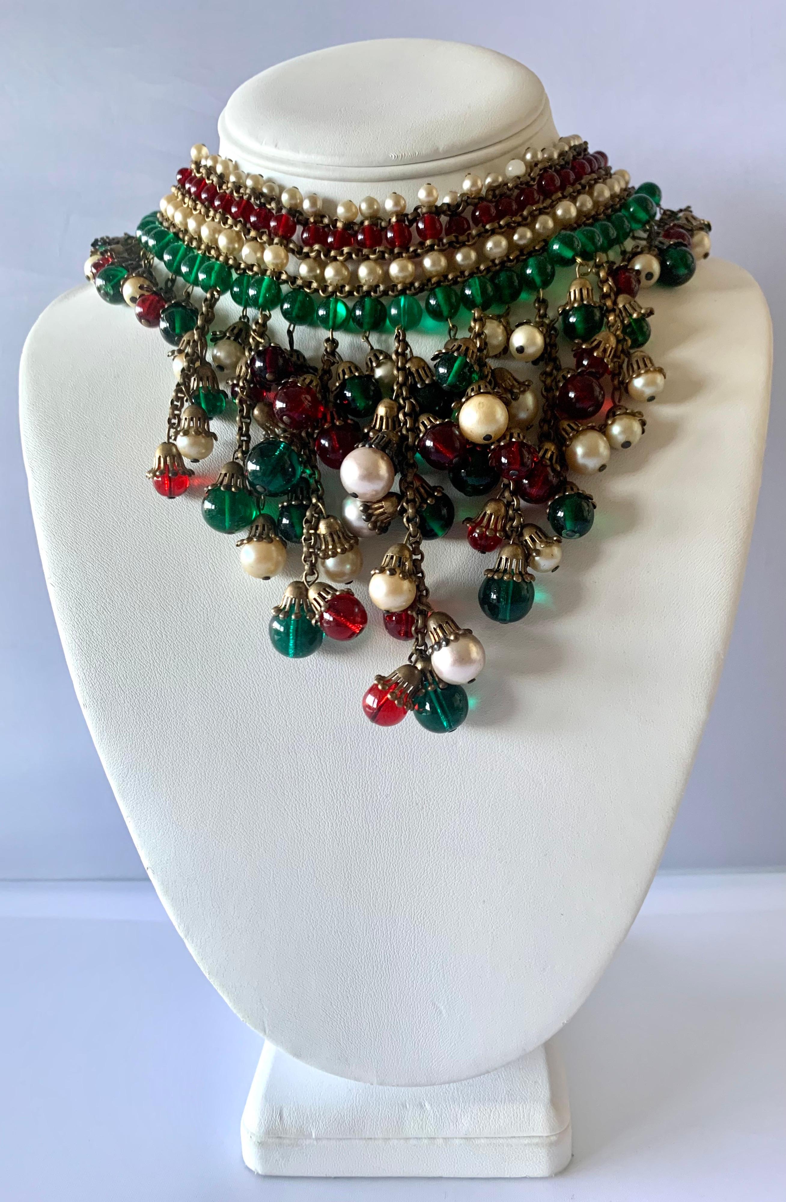 Frühe Coco Chanel Vintage-Halskette aus Glas und Perlen  2