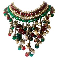 Vintage Early Coco Chanel Glass and Pearl Necklace