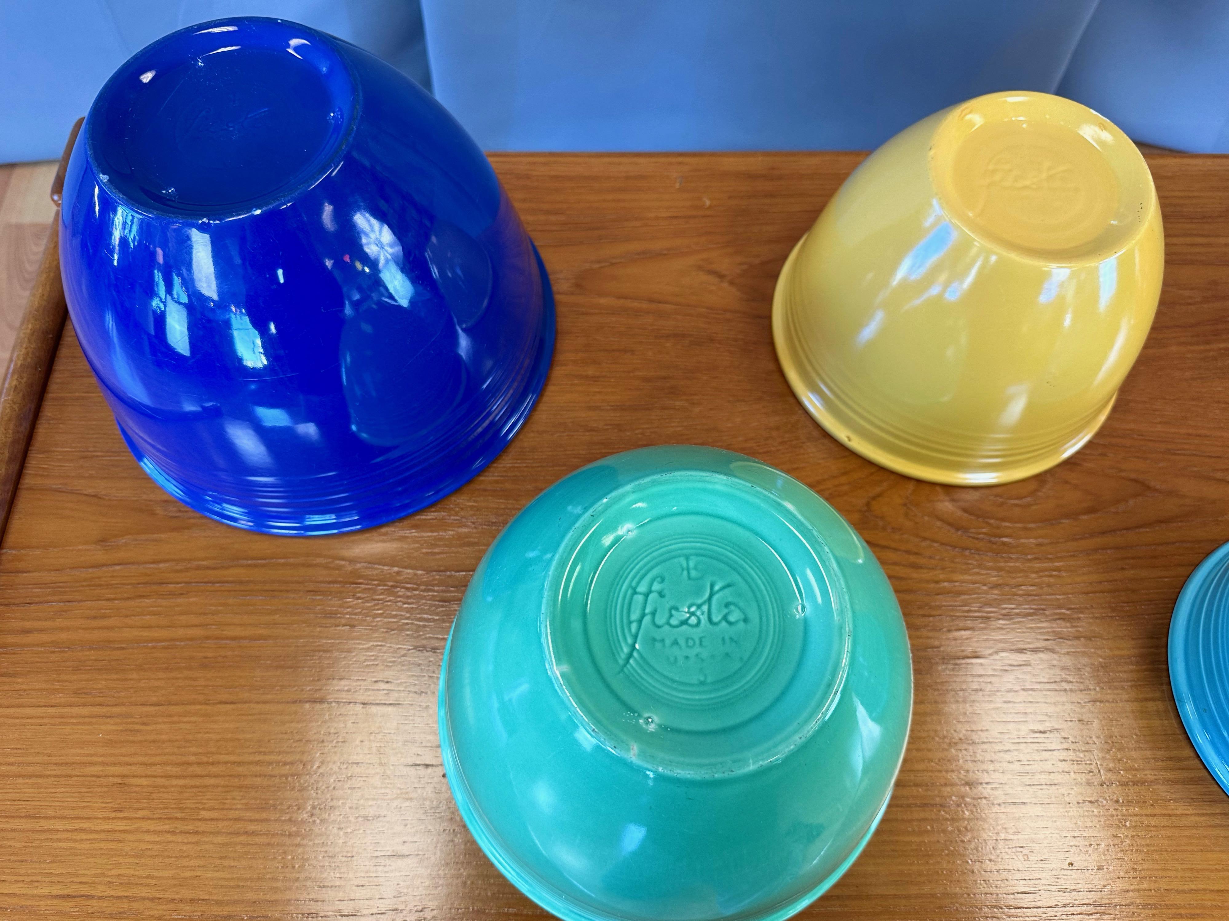 Early Vintage Fiestaware Nesting Mixing Bowls, Multi-Color Set of Six, c. 1940 For Sale 8