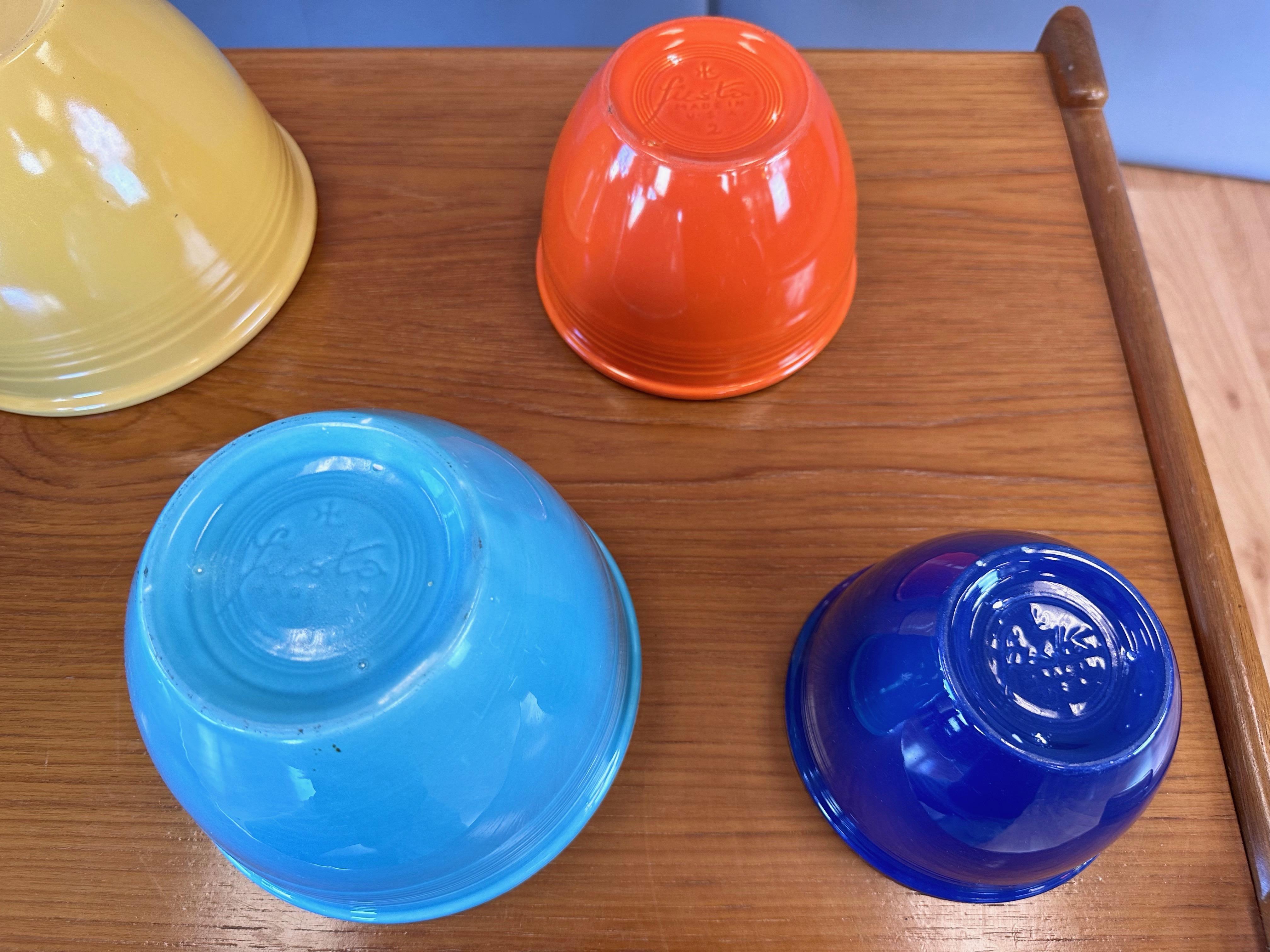 Early Vintage Fiestaware Nesting Mixing Bowls, Multi-Color Set of Six, c. 1940 9