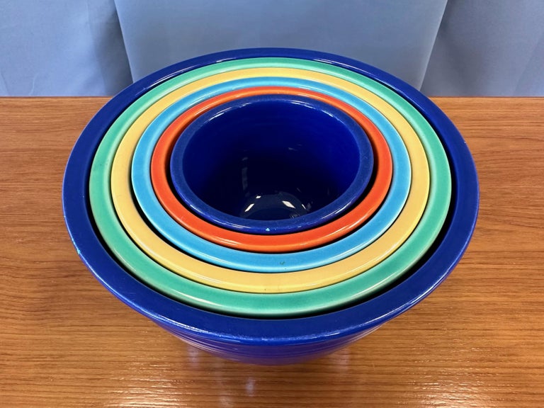 Early Vintage Fiestaware Nesting Mixing Bowls, Multi-Color Set of - Main Image
