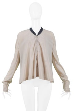 Vintage Early Helmut Lang Nude Mesh Jacket with Black Trim