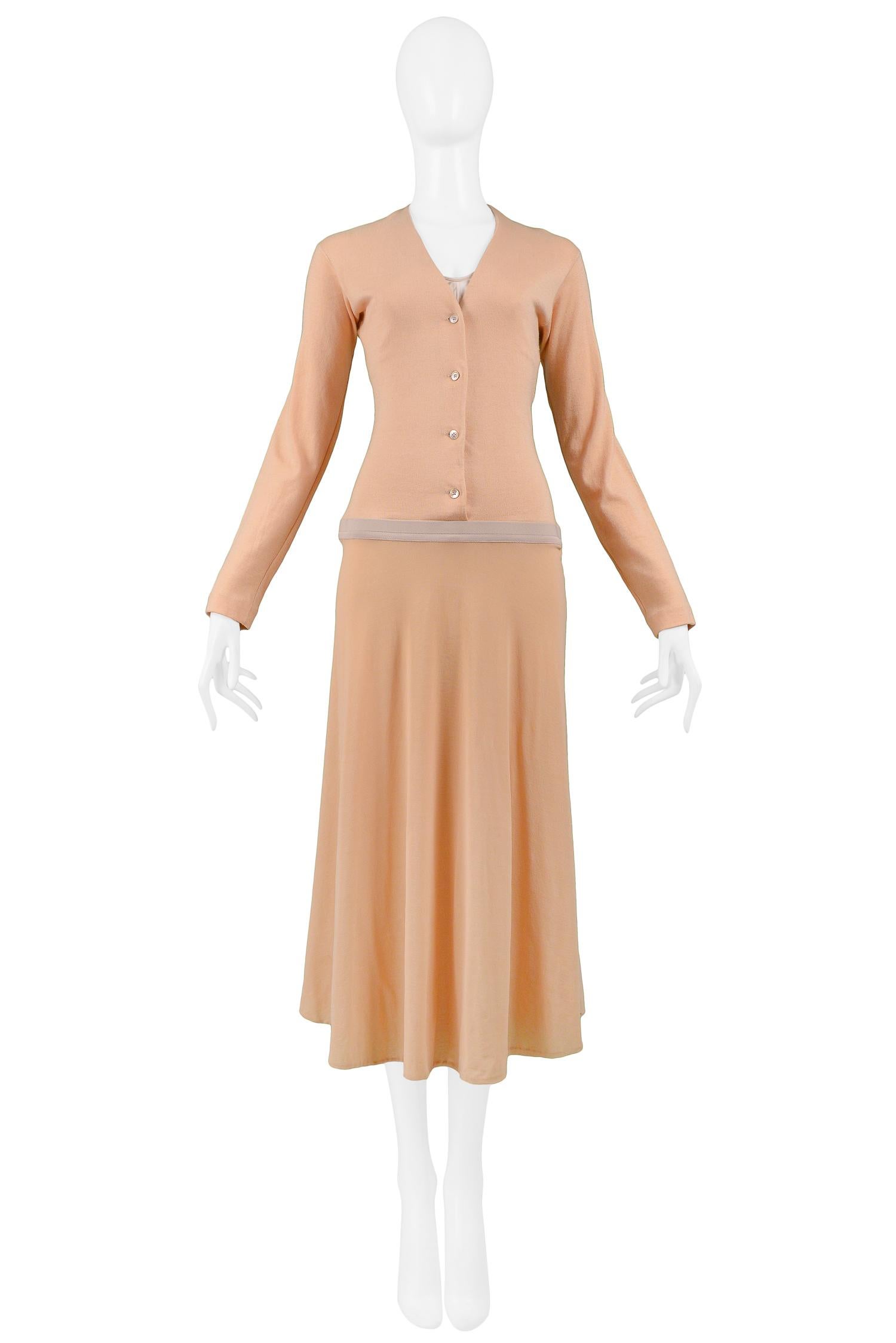 Vintage Early Helmut Lang Peach Cardigan Dress 1990 In Excellent Condition In Los Angeles, CA