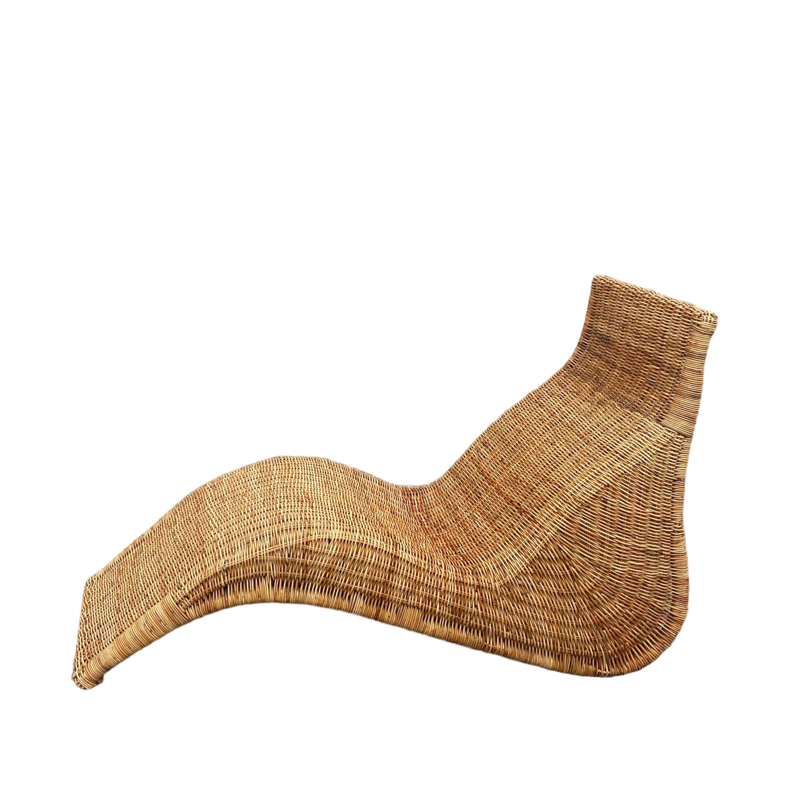 Mid-Century Modern Chaise longue en osier Ikea Karlskrona par Carl Öjerstam, 1990 en vente