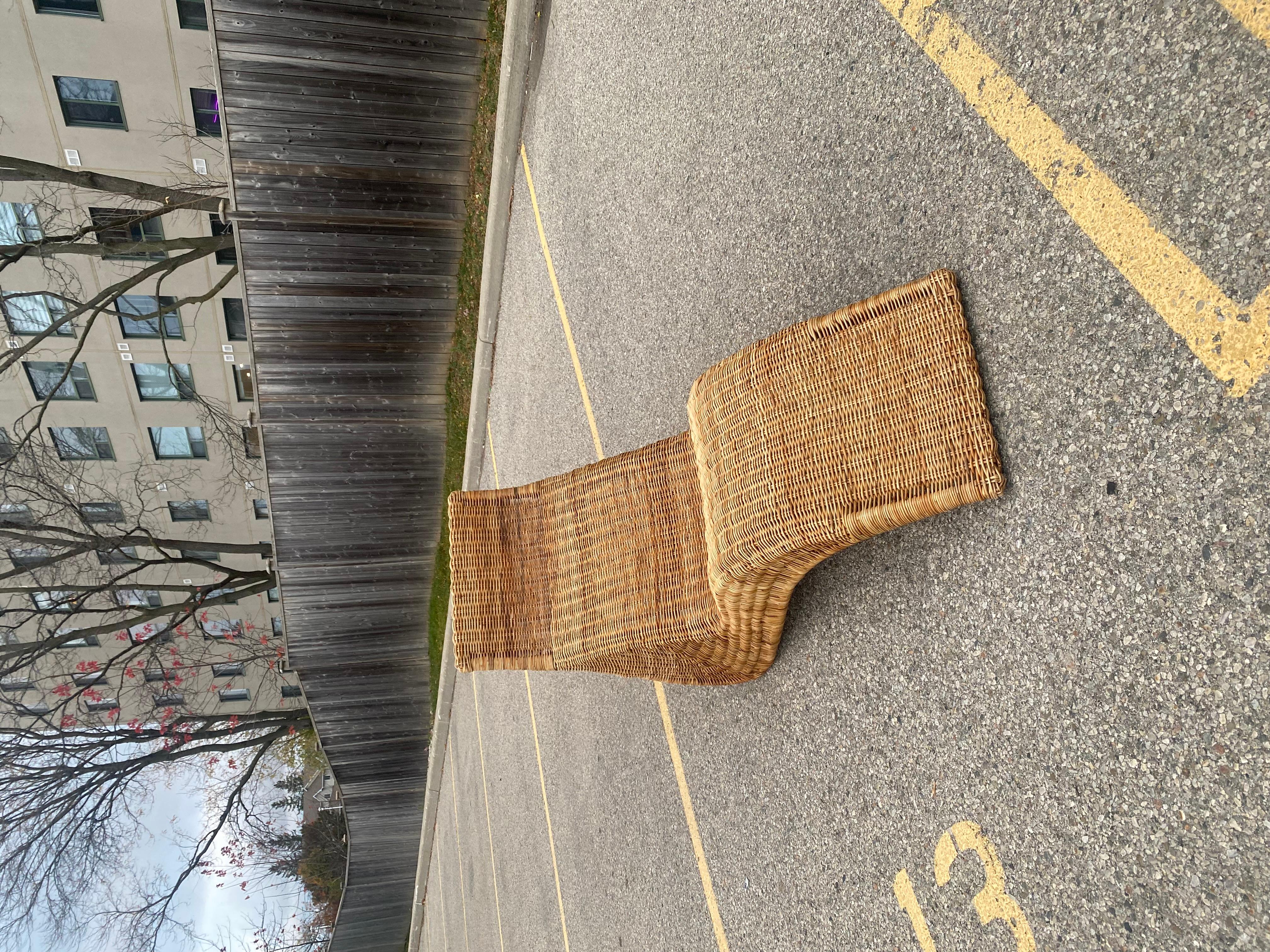 Vintage Early Ikea Karlskrona Wicker Chaise Longue by Carl Öjerstam, 1990s In Good Condition For Sale In Paris, ON