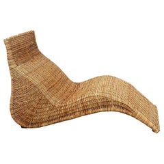 Vintage Early Ikea Karlskrona Wicker Chaise Longue by Carl Öjerstam, 1990s
