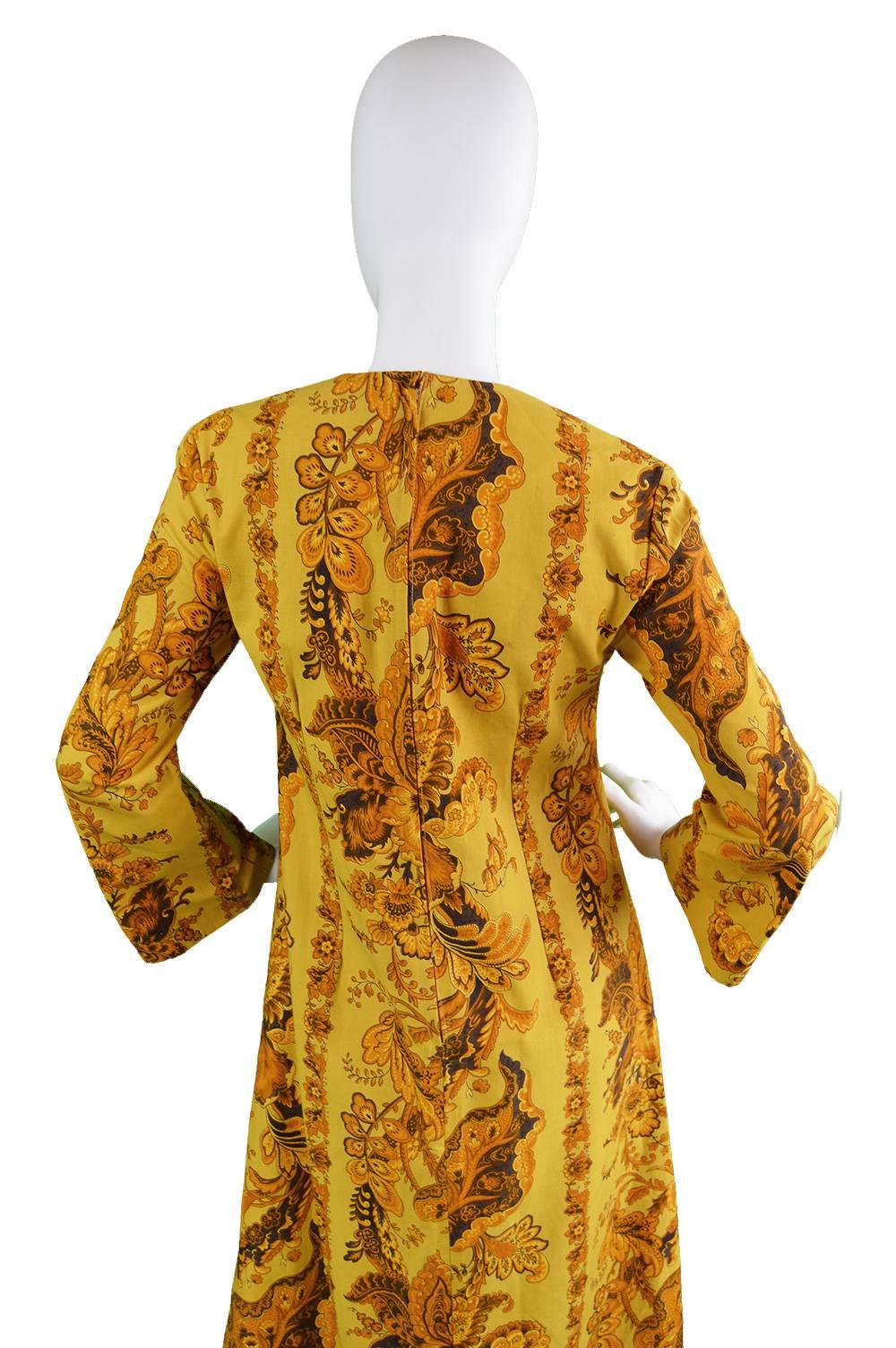 Vintage Early Janice Wainwright for Simon Massey Maxi Yellow Kaftan Dress, 1960s 1