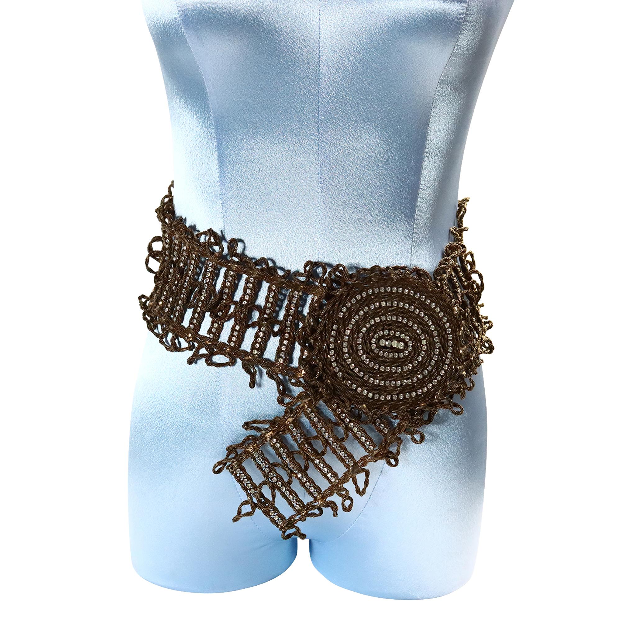 Women's or Men's Vintage Early KJL Mesh Like Diamante Wide Belt Circa 1960s For Sale