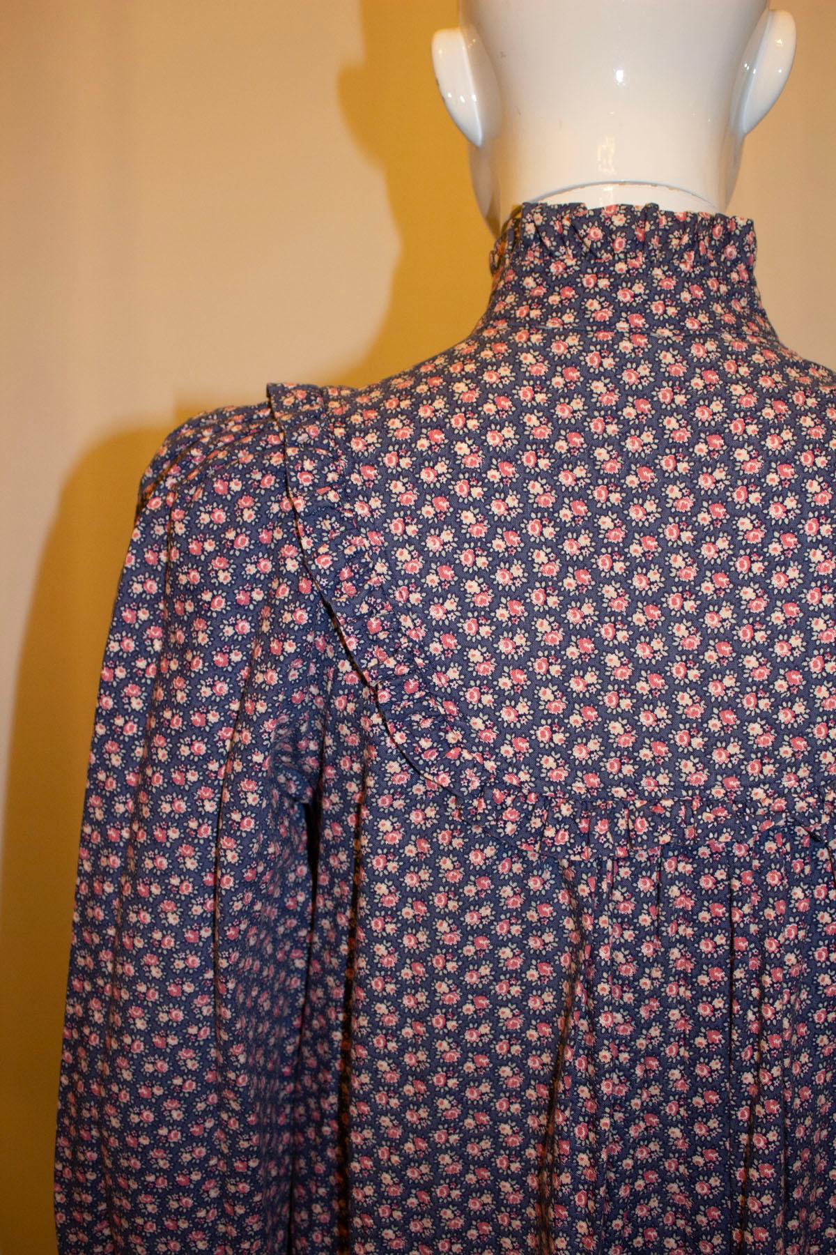 Women's Vintage Early Laura Ashley Floral Cotton Smock Dress For Sale