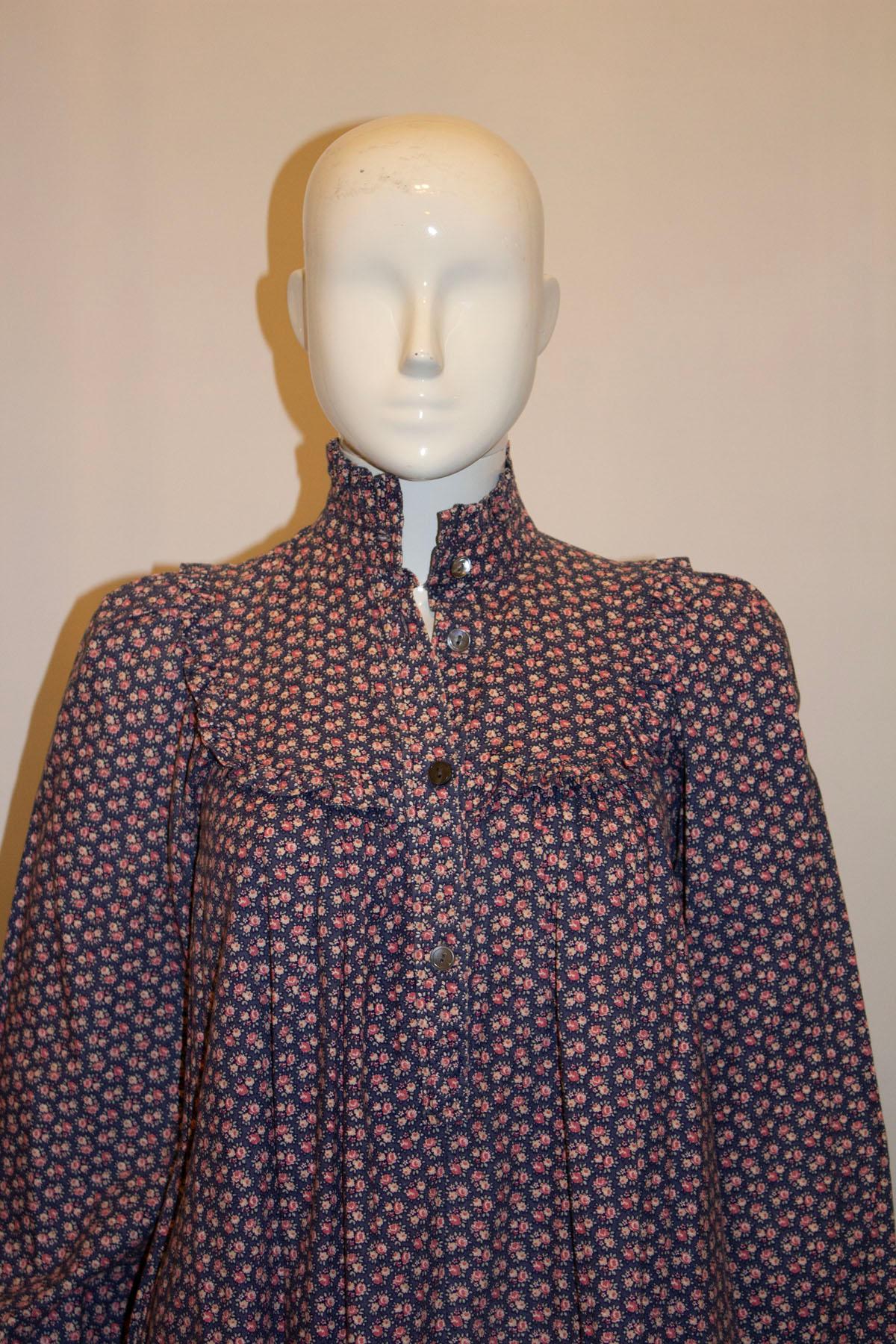 Vintage Early Laura Ashley Floral Cotton Smock Dress For Sale 2