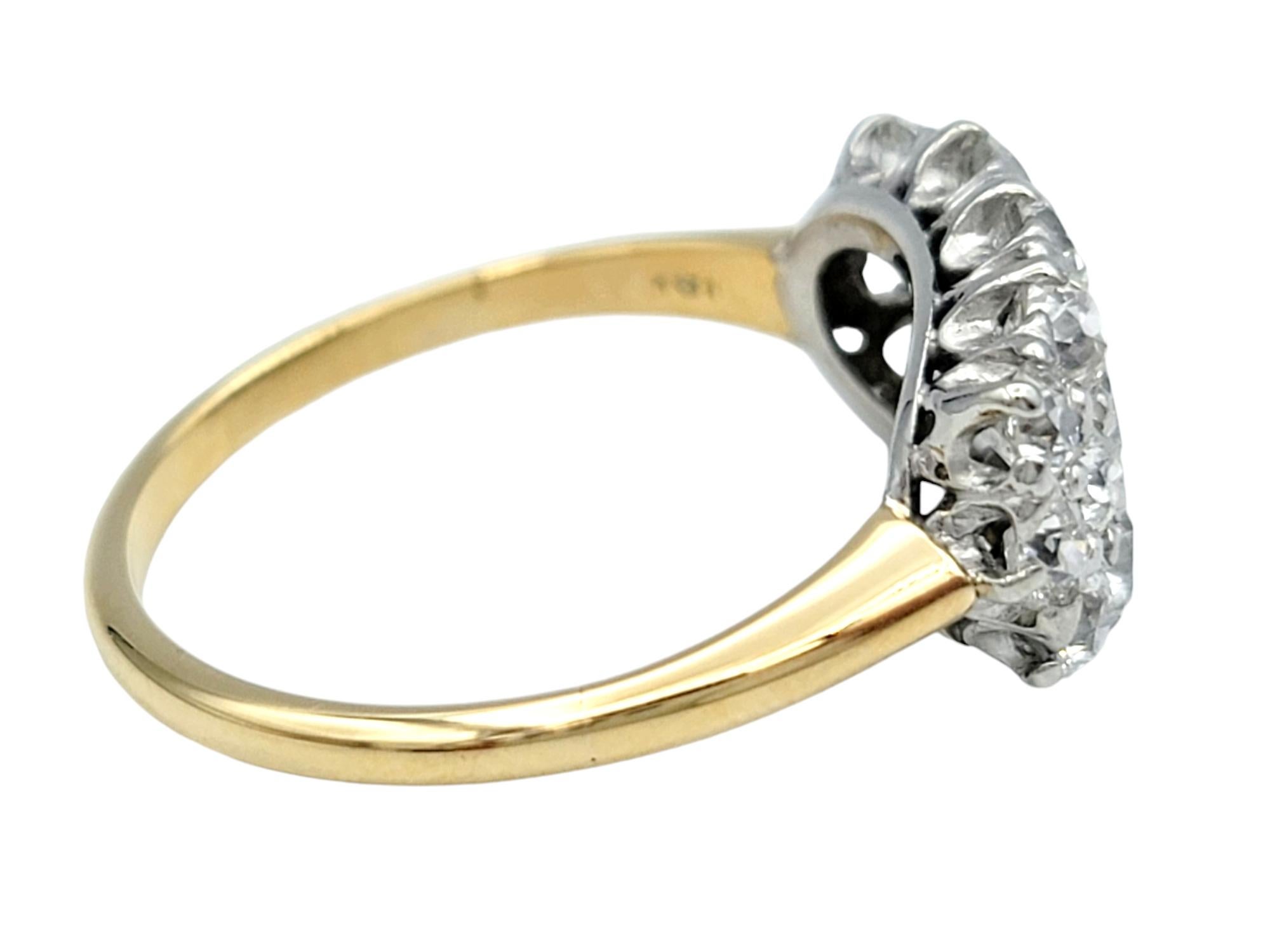 Vintage Early Modern Brilliant Diamond Cluster Band Ring Two-Tone 18 Karat Gold im Zustand „Gut“ im Angebot in Scottsdale, AZ