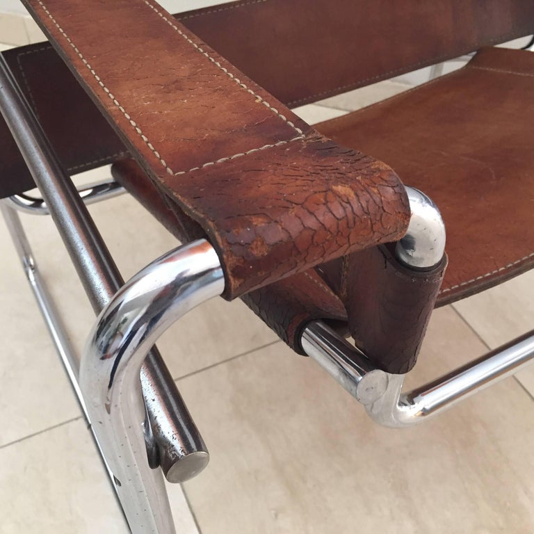 Original Marcel Breuer Wassily Chair, Wassily Chair Brown Leather
