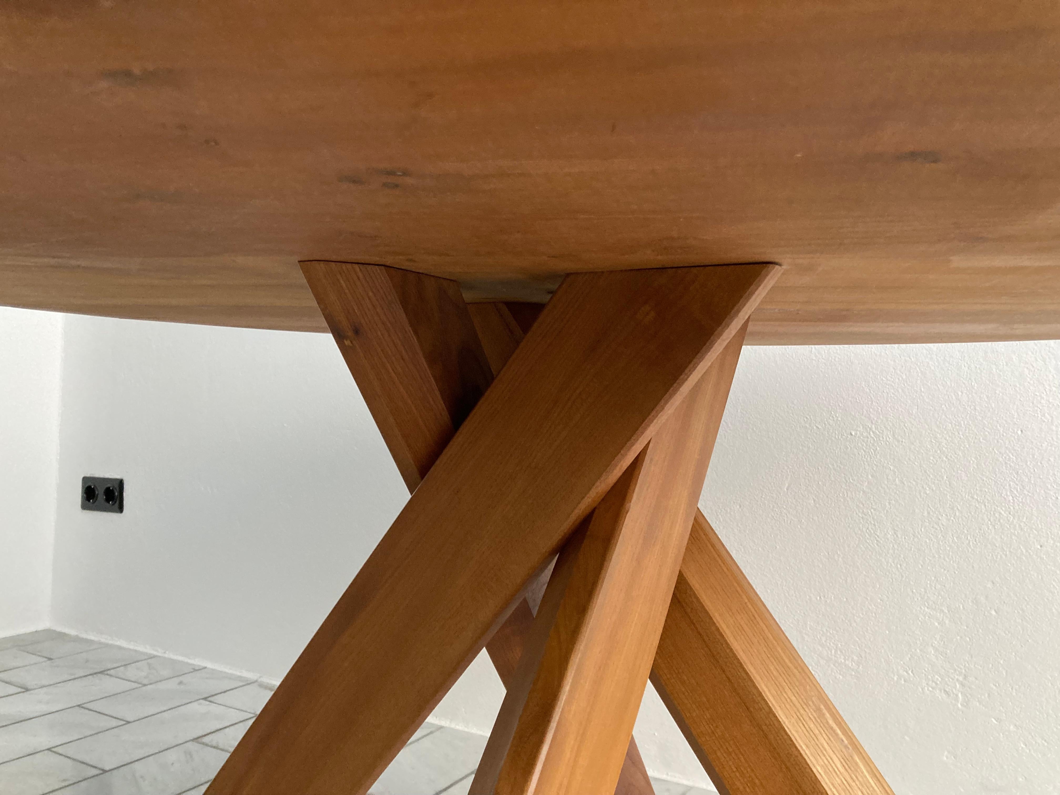 Vintage Early Pierre Chapo Model T 21  B Round Dining Table, circa 1985 In Good Condition For Sale In Munich, Bavaria