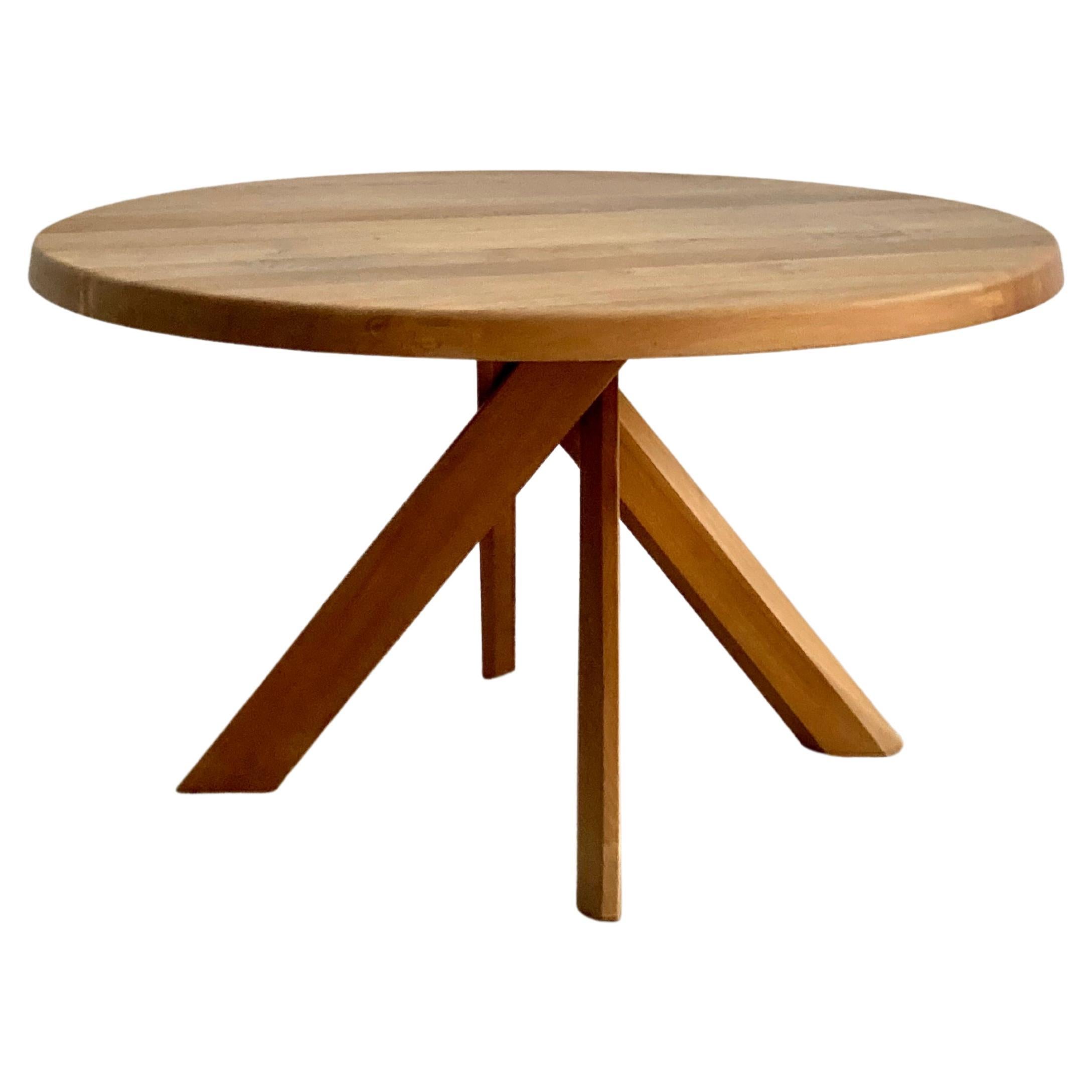 Vintage Early Pierre Chapo Model T 21  B Round Dining Table, circa 1985 For Sale