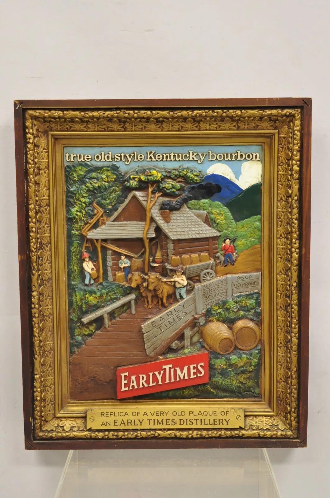 Vintage Early Times Kentucky Bourbon Whiskey Plaster Replica Art Painting Plaque For Sale 5