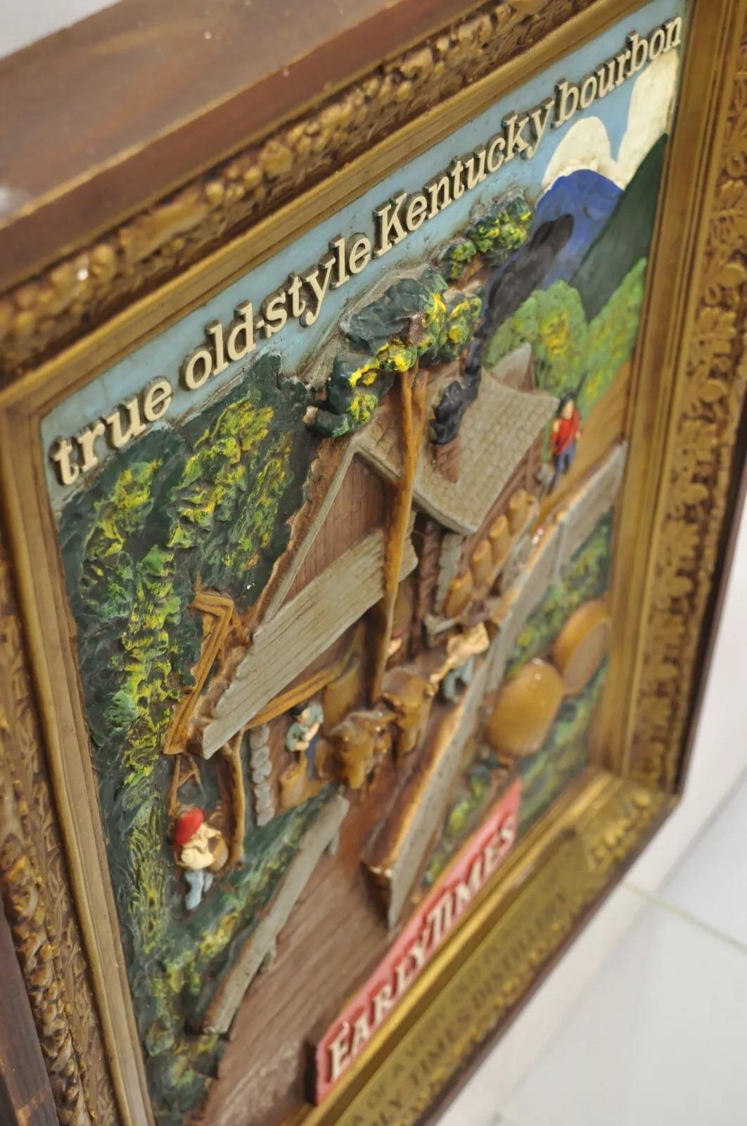 Vintage Early Times Kentucky Bourbon Whiskey Plaster Replica Art Painting Plaque In Good Condition For Sale In Philadelphia, PA