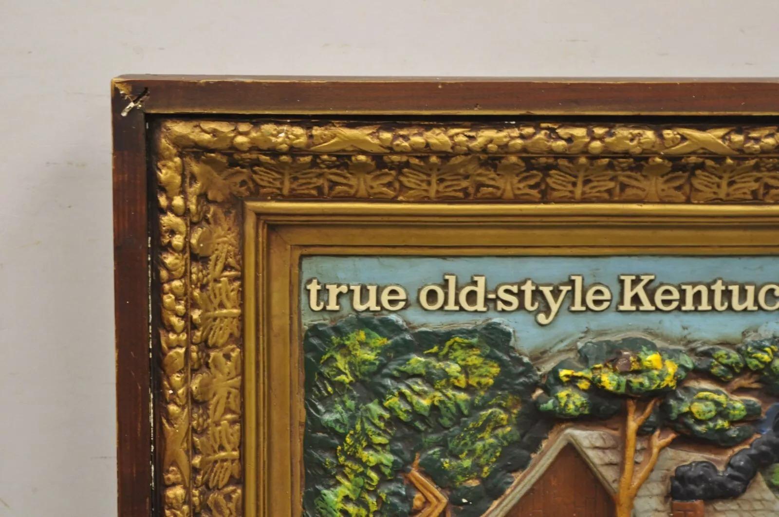 20th Century Vintage Early Times Kentucky Bourbon Whiskey Plaster Replica Art Painting Plaque For Sale