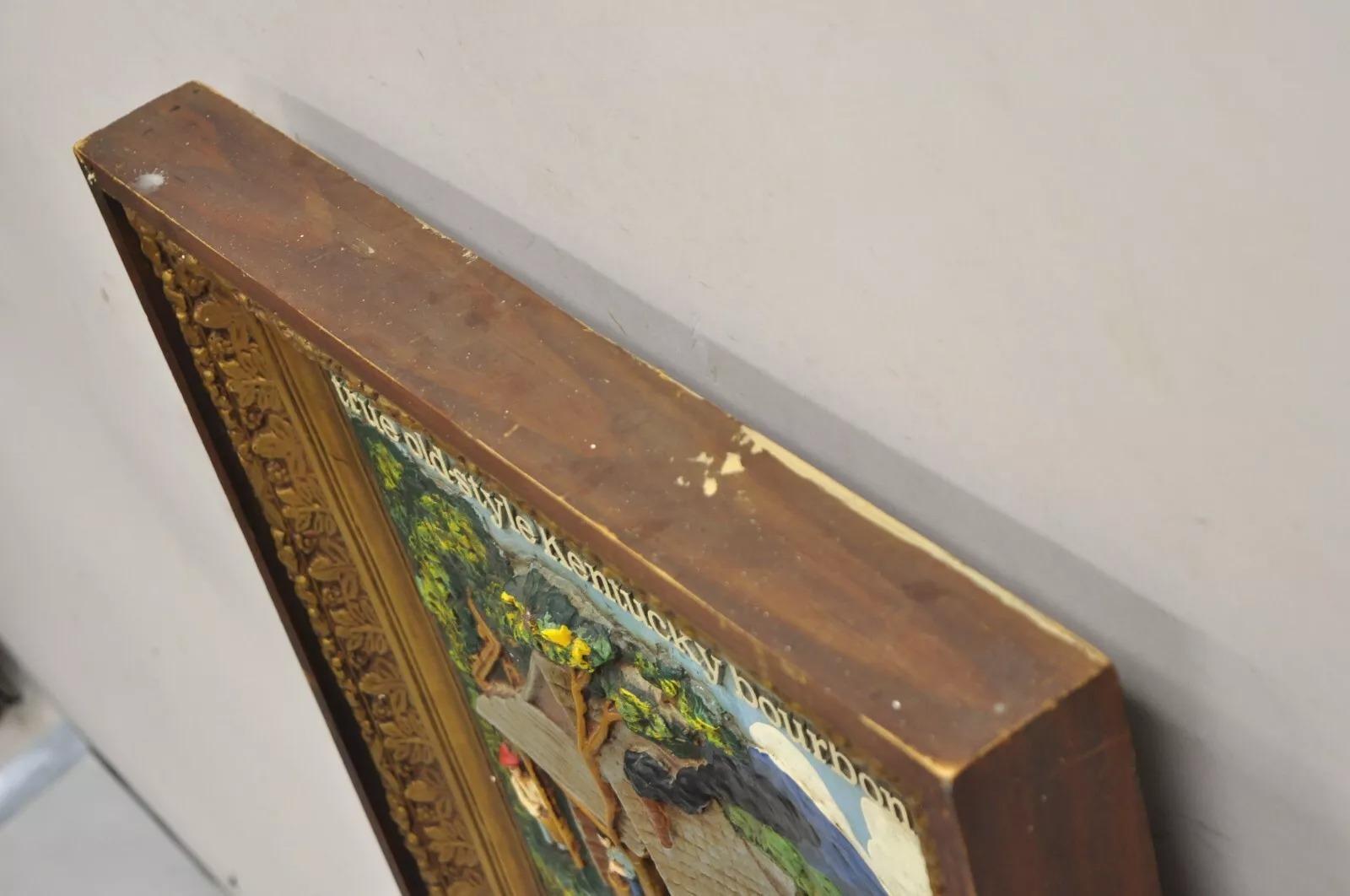 Vintage Early Times Kentucky Bourbon Whiskey Plaster Replica Art Painting Plaque For Sale 2