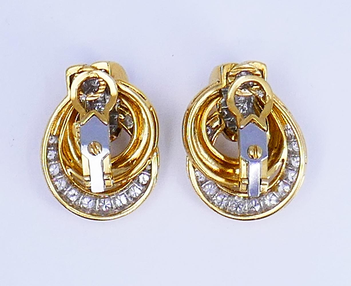 Round Cut Vintage Earrings 18k Gold Diamond French Estate Jewelry