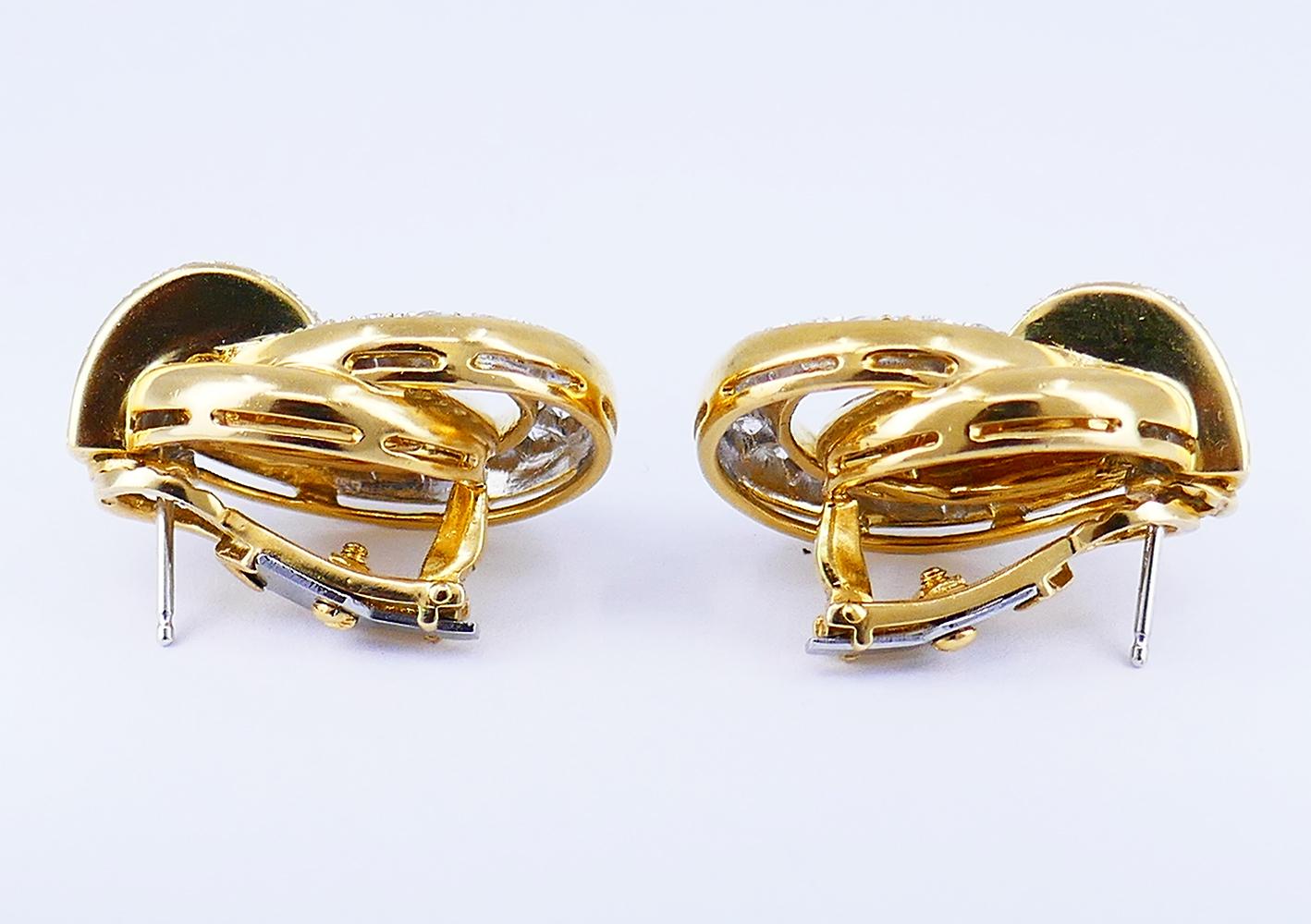 Women's Vintage Earrings 18k Gold Diamond French Estate Jewelry