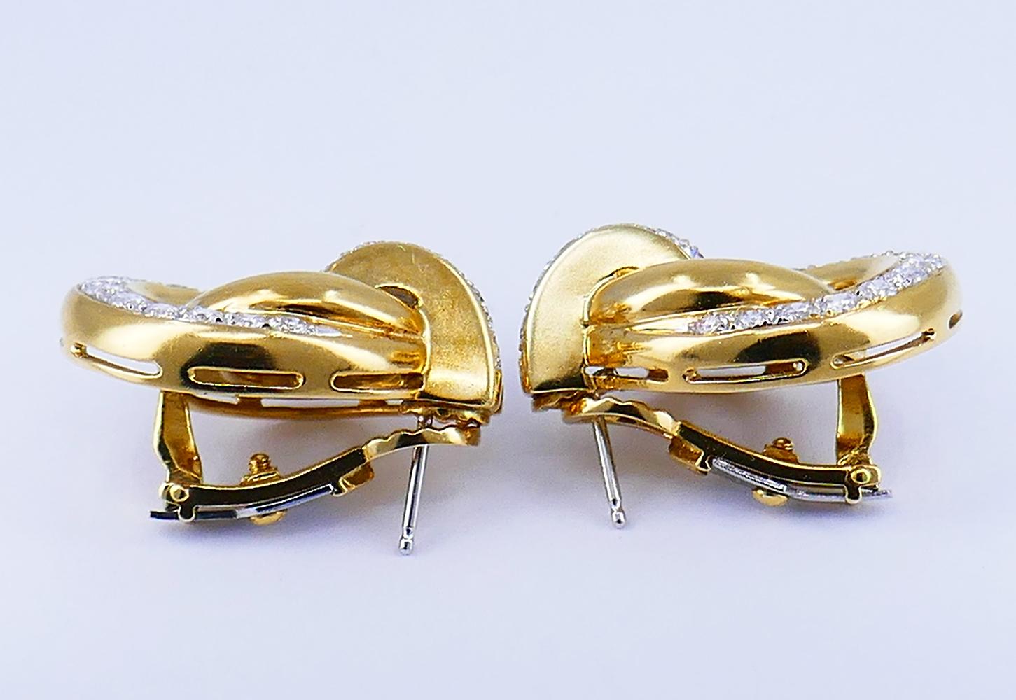 Vintage Earrings 18k Gold Diamond French Estate Jewelry 1