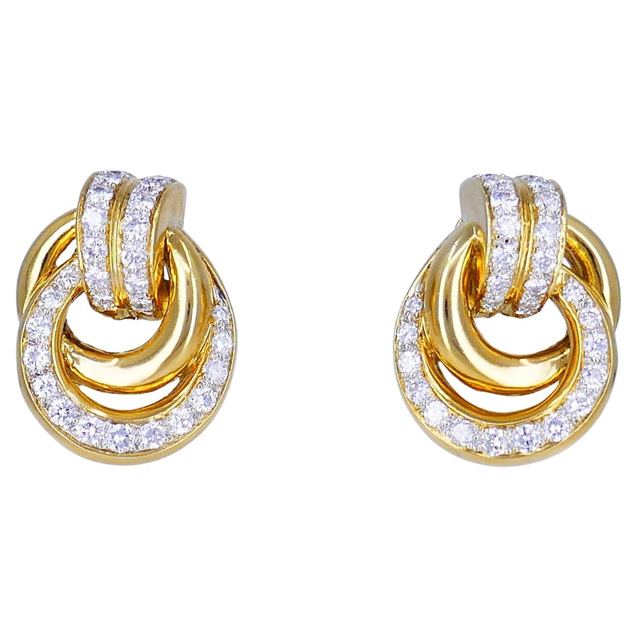 Vintage Earrings 18k Gold Diamond French Estate Jewelry