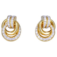 Boucles d'oreilles Vintage Or 18k Diamant French Estate Jewelry