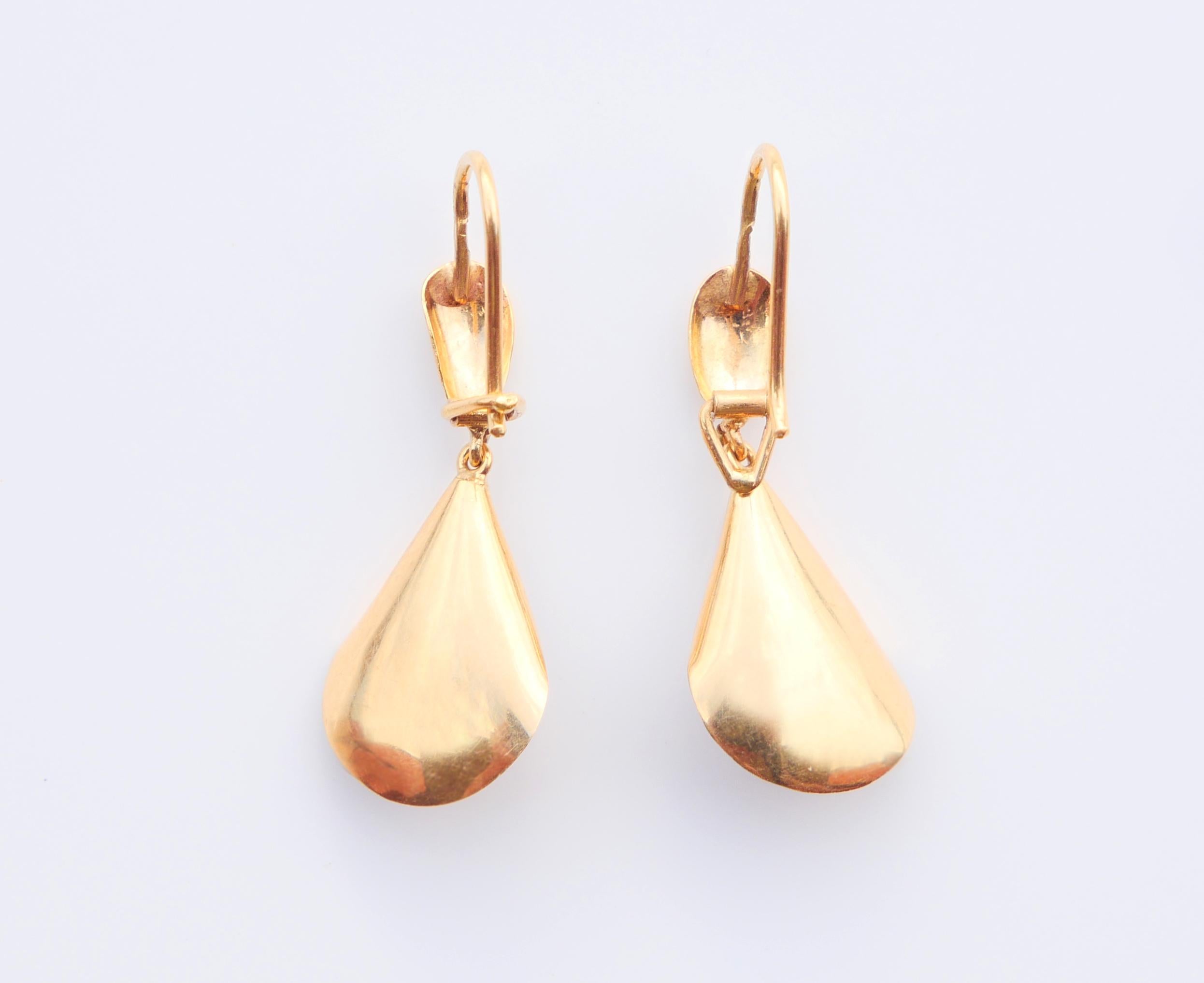Ohrringe Blau Chalcedon massive 18K Gold / 2,52gr Vintage 3