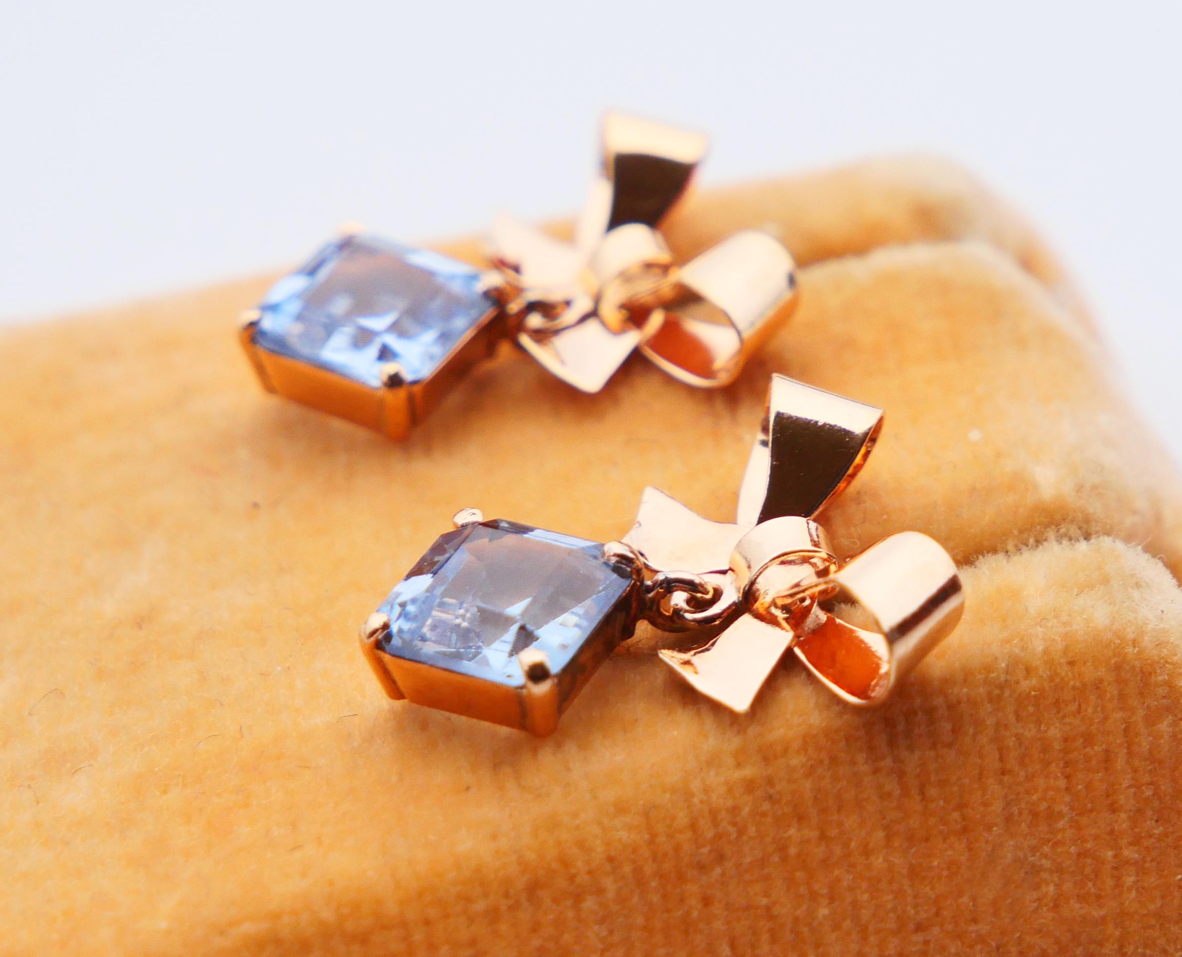 Vintage Ohrringe Schleifen & Quadrate Blauer Spinell massiv 18K Gold / 2.85gr Damen im Angebot