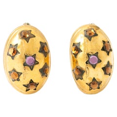 Vintage Earrings Colored Stones