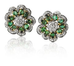 Vintage-Ohrringe von ANGELETTI PRIVATE COLLECTION, Gold, grüner Turmalin, Diamant