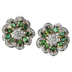 Used Earrings from ANGELETTI PRIVATE COLLECTION Gold Green Tourmaline Diamond