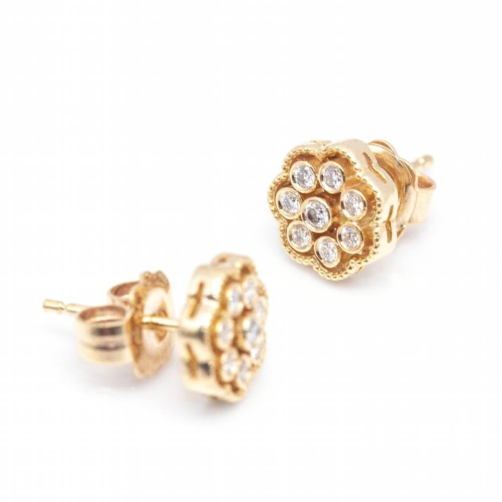Vintage Earrings in Gold and Diamonds In New Condition For Sale In BARCELONA, ES