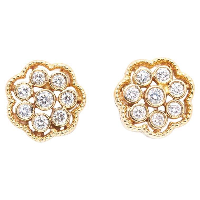 Vintage Earrings in Gold and Diamonds For Sale