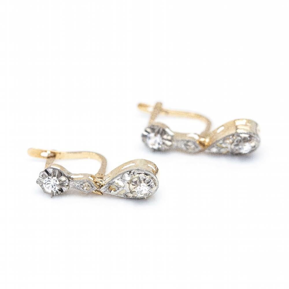 Brilliant Cut Vintage Earrings in Platinum and Diamonds For Sale