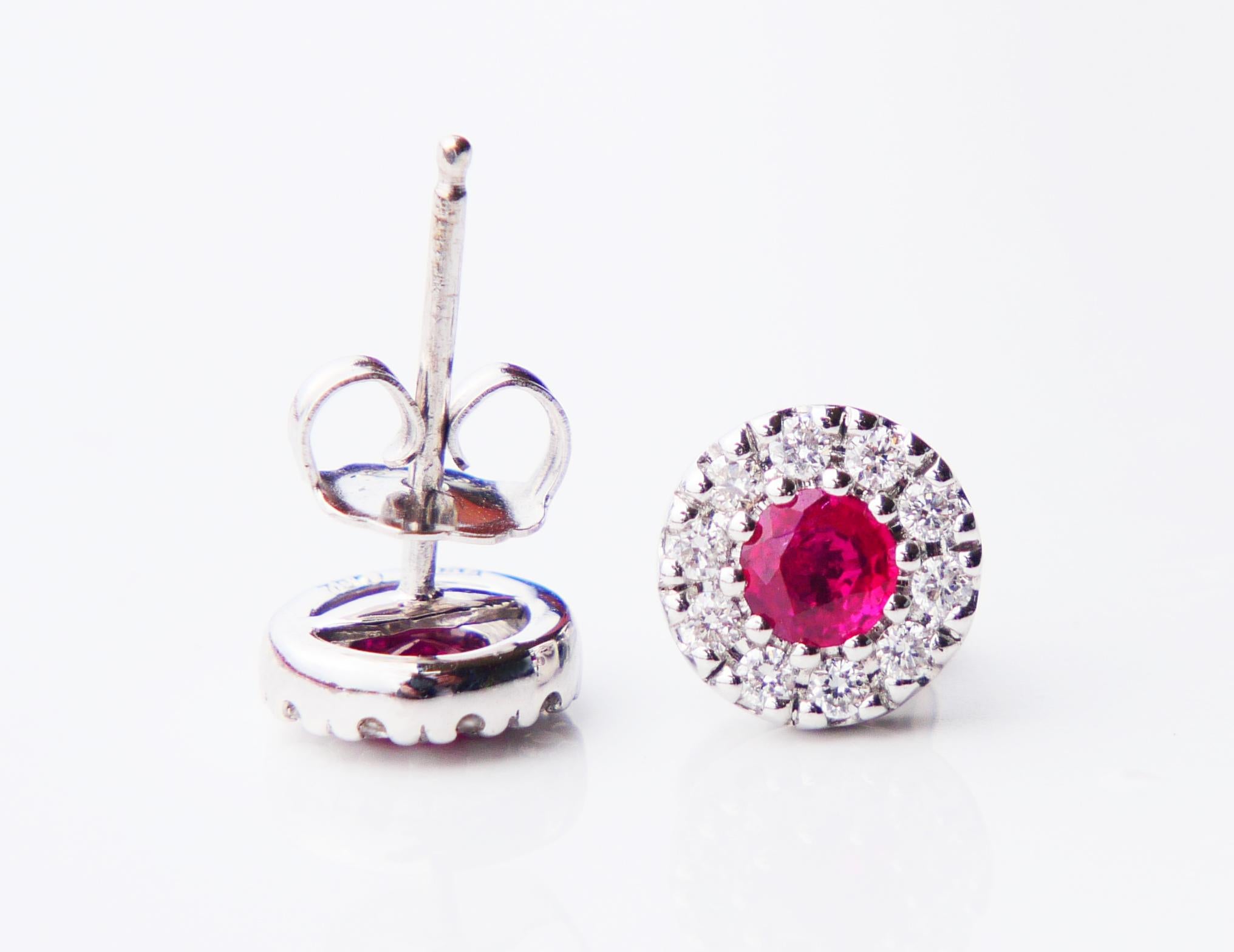 Vintage Earrings natural  0.5 ctw. Ruby 0.3 ctw. Diamonds 18K White Gold / 2.3gr For Sale 1