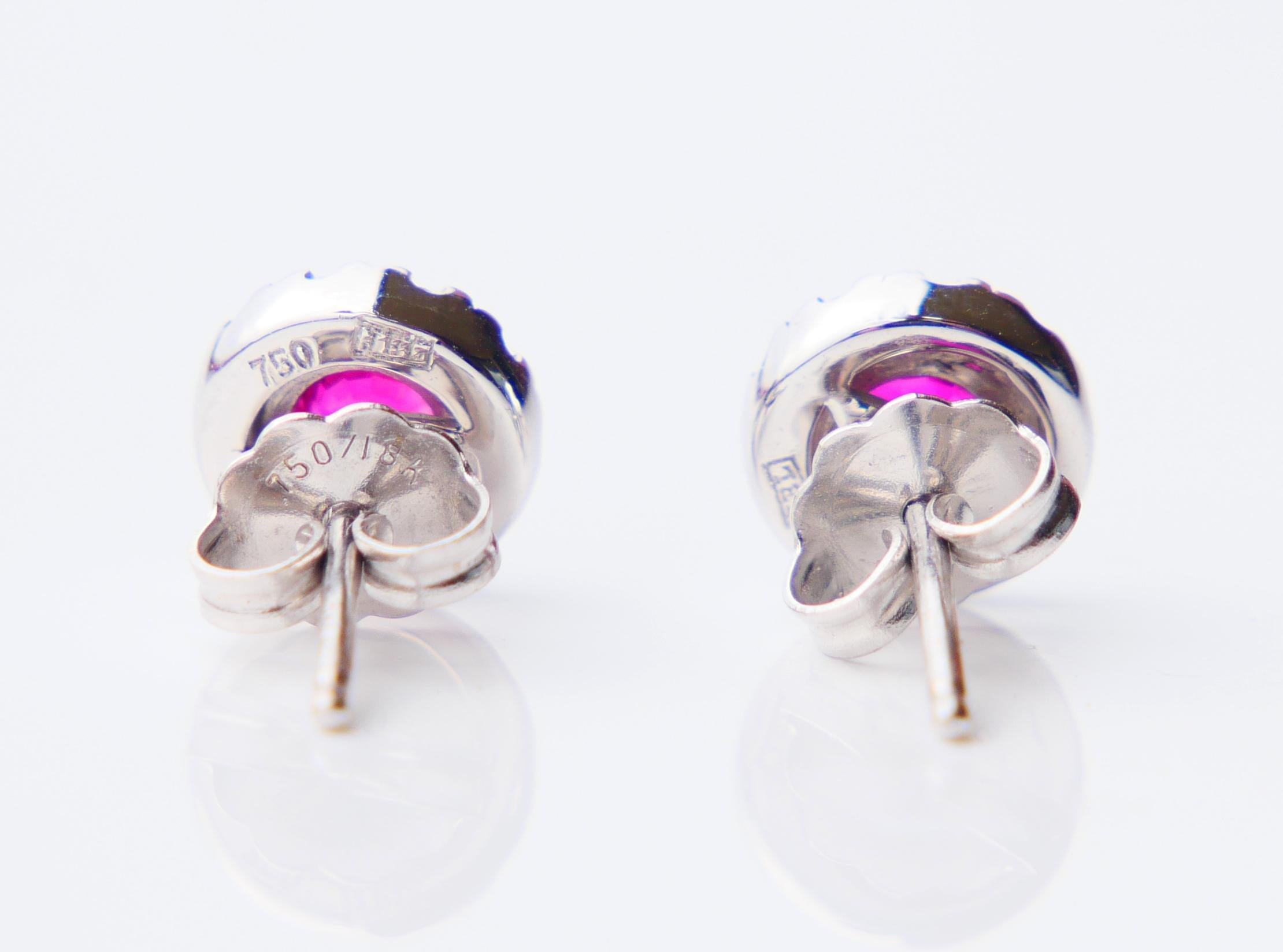 Vintage Earrings natural  0.5 ctw. Ruby 0.3 ctw. Diamonds 18K White Gold / 2.3gr For Sale 2