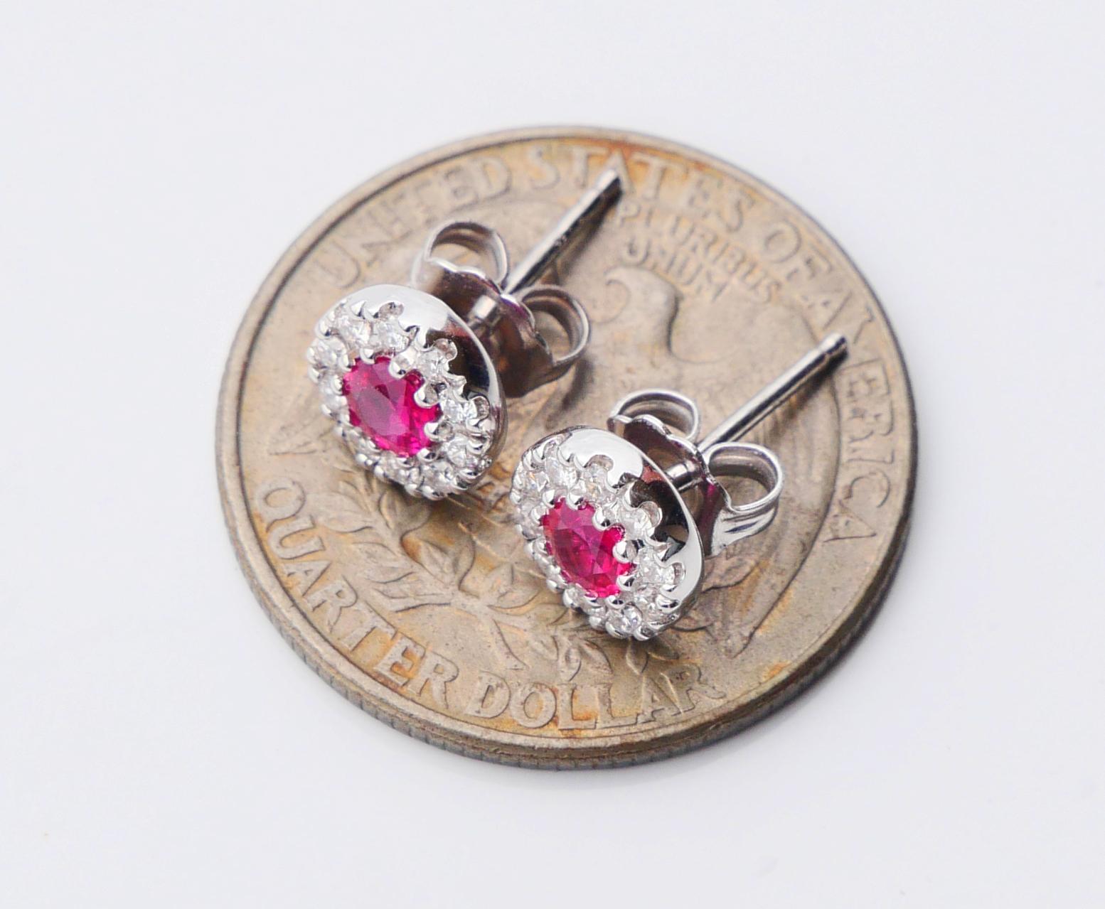 Vintage Earrings natural  0.5 ctw. Ruby 0.3 ctw. Diamonds 18K White Gold / 2.3gr For Sale 4