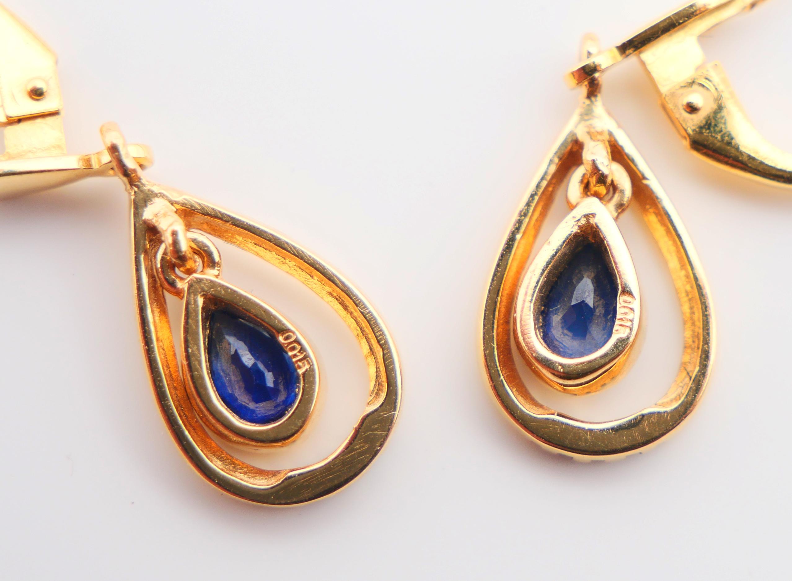 Vintage-Ohrringe, natürlicher 0.6ctw Saphir, Diamanten, massives 18 Gold /3,15gr, Vintage 4