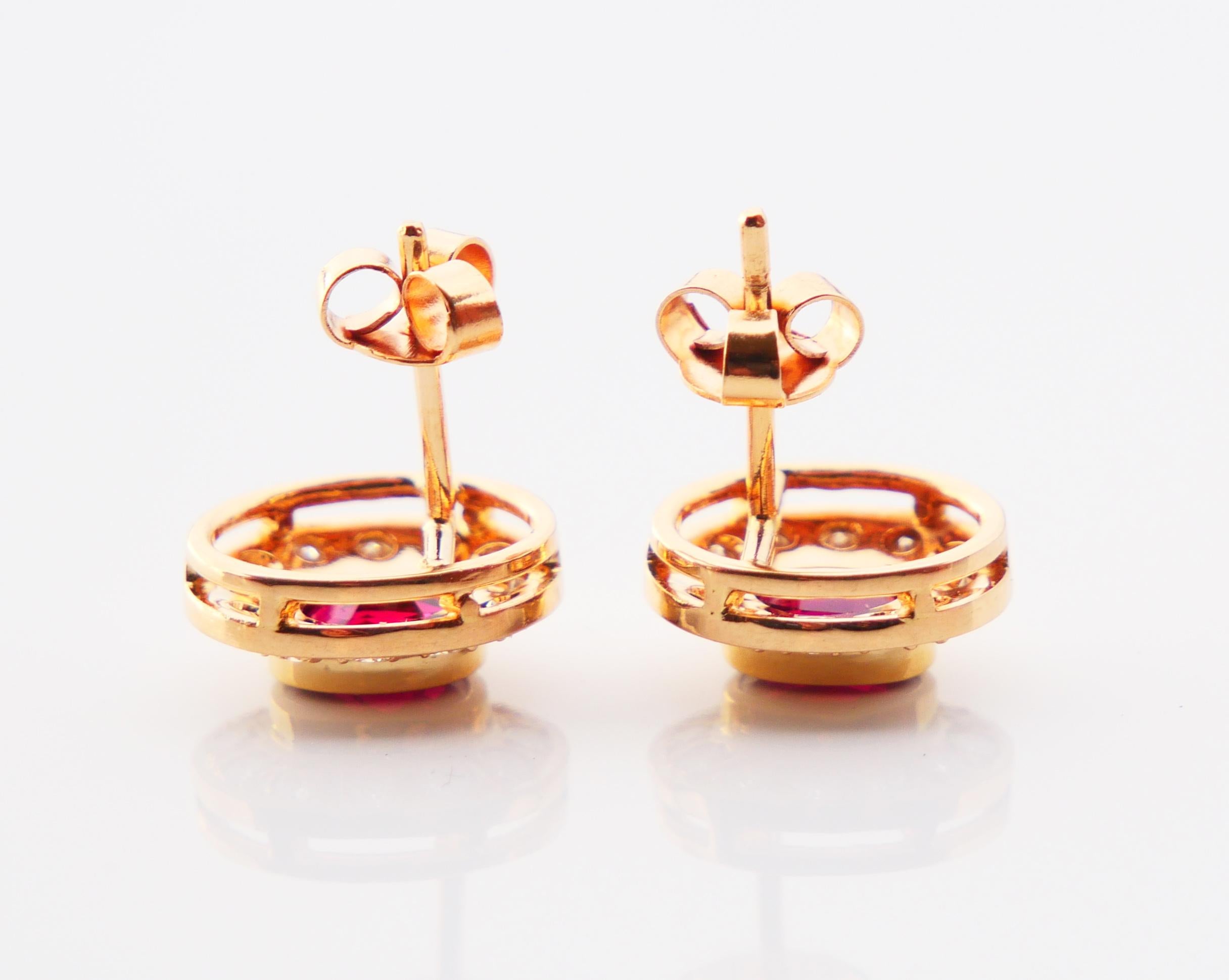 Vintage-Ohrringe, natürlich 1,35 ctw Rubin 0,5ctw Diamanten, massive 18K Gold / 4.4gr im Angebot 6