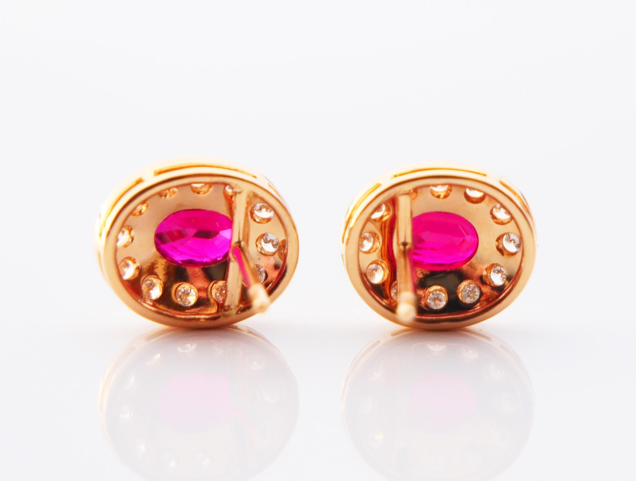 Vintage-Ohrringe, natürlich 1,35 ctw Rubin 0,5ctw Diamanten, massive 18K Gold / 4.4gr im Angebot 7