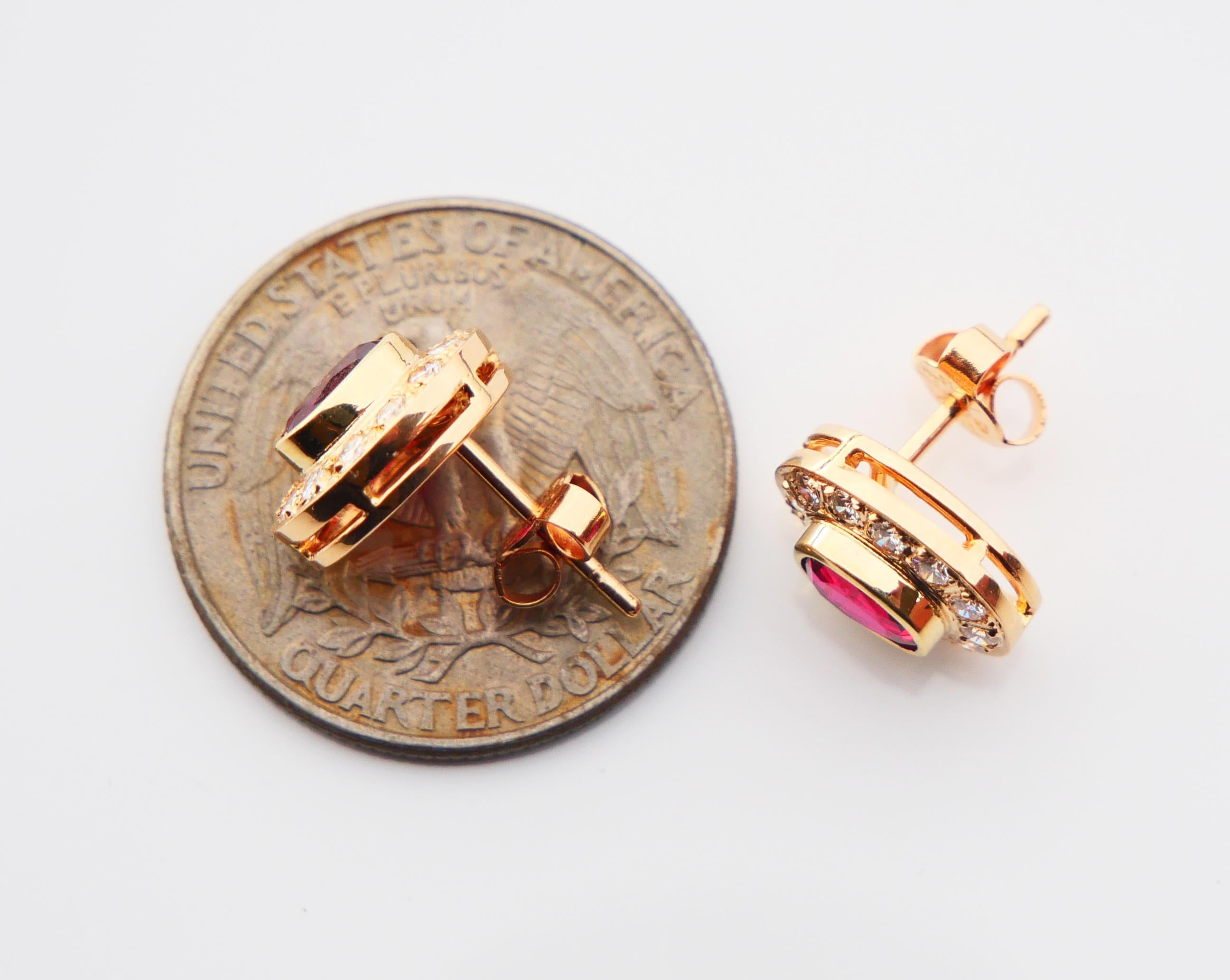 Vintage-Ohrringe, natürlich 1,35 ctw Rubin 0,5ctw Diamanten, massive 18K Gold / 4.4gr im Angebot 9