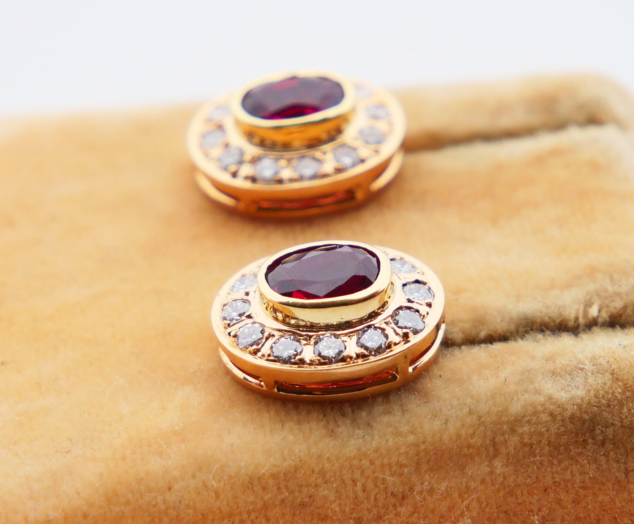 Vintage-Ohrringe, natürlich 1,35 ctw Rubin 0,5ctw Diamanten, massive 18K Gold / 4.4gr im Angebot 3