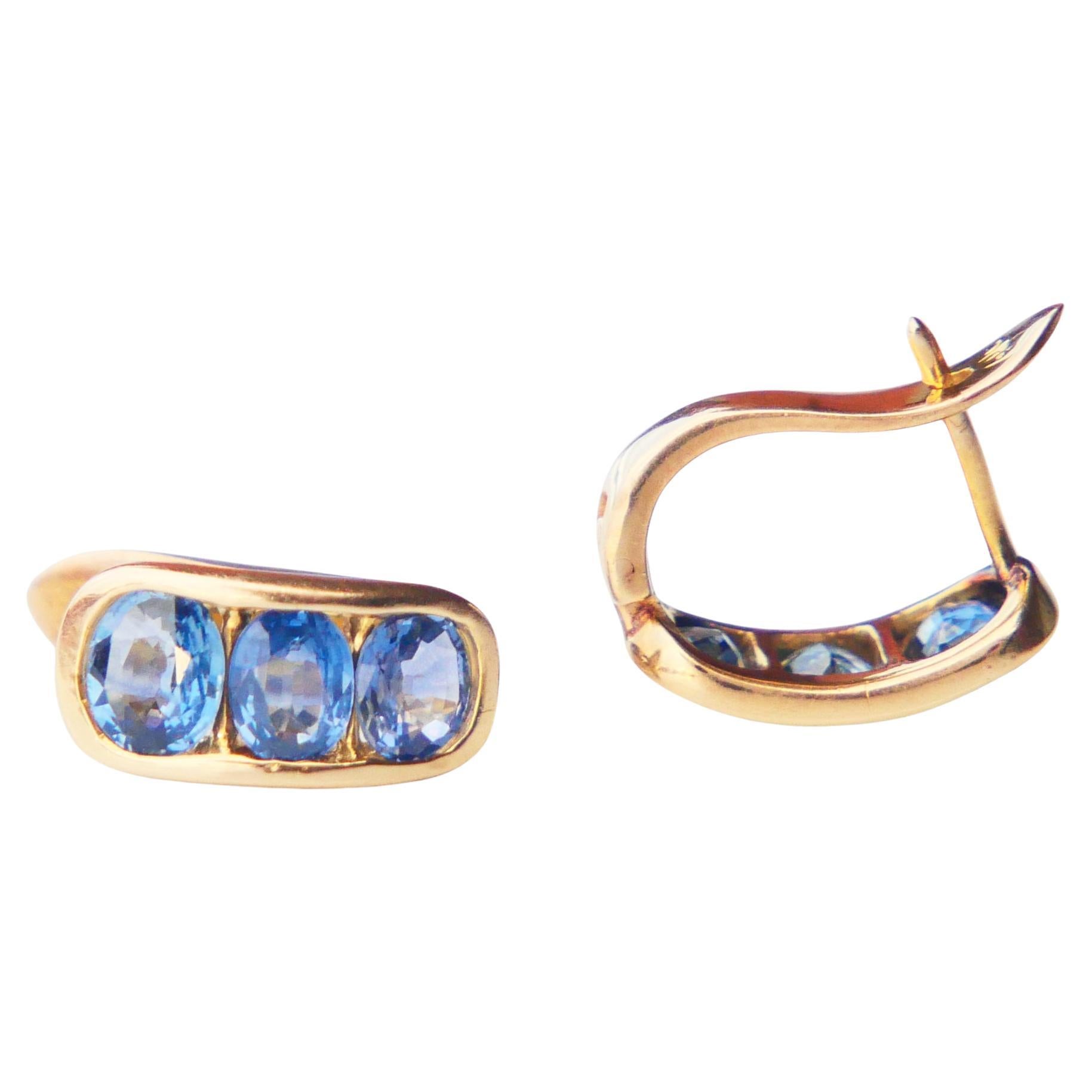 Vintage Earrings natural 2.3 ctw cornflower Sapphire solid 18K Gold / 3.3 gr.
