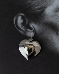 Vintage Earrings Silver-Plated Hearts Timeless Design, Plastic Italy, 1970s