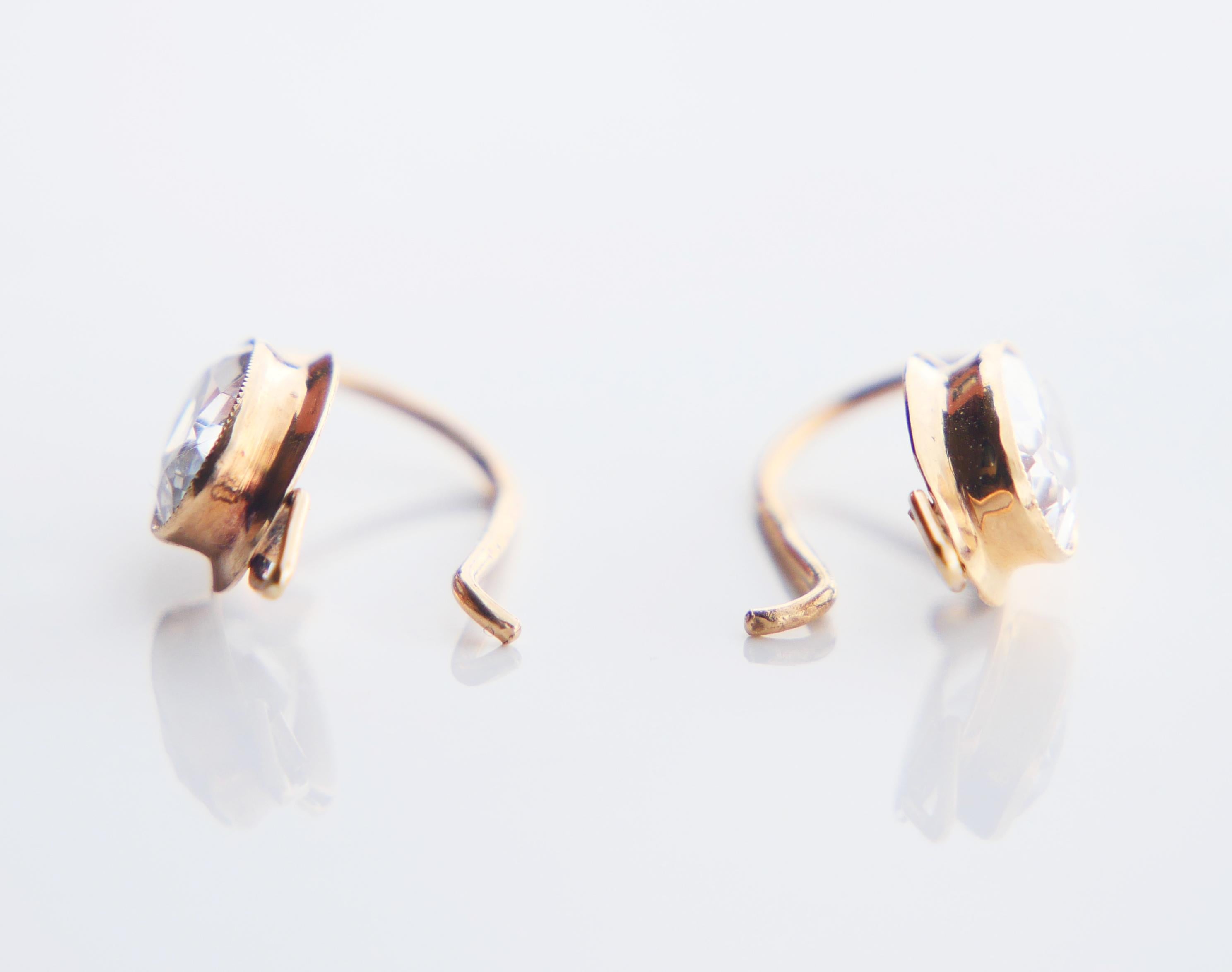 Vintage Ohrringe Weißer Spinell massiv 14K Gold / 2,1 gr im Angebot 5