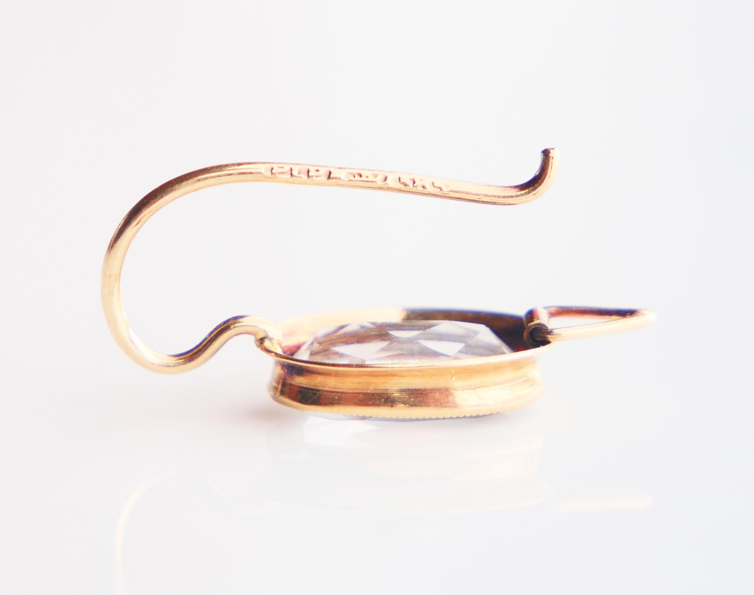 Vintage Ohrringe Weißer Spinell massiv 14K Gold / 2,1 gr im Angebot 6